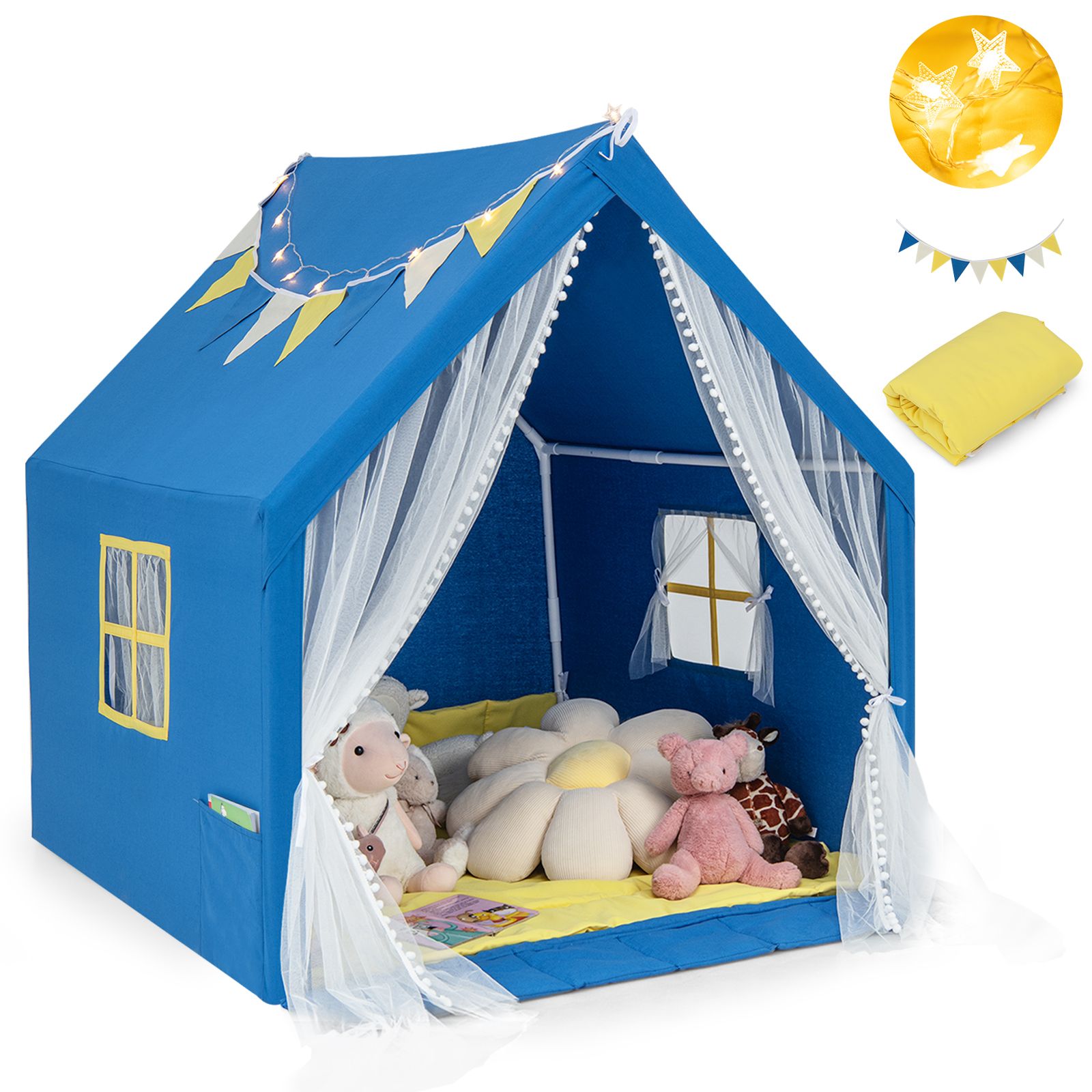 48 x 42 50" Large Play Tent, Washable Cotton Mat Holiday Birthday Gift for Kids