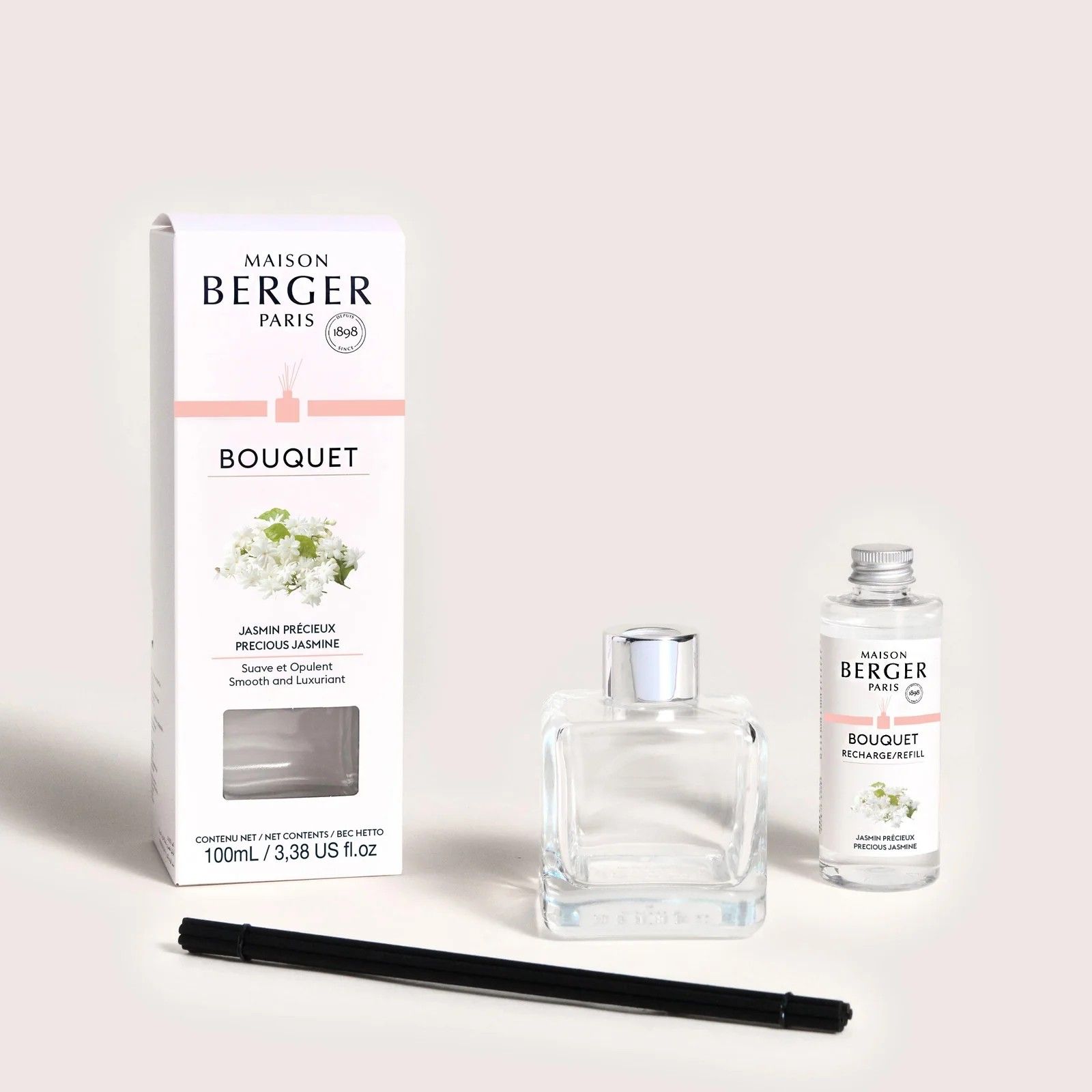 Ice Cube Scented Bouquet + 100ml Refill by Maison Berger Paris - Precious Jasmine