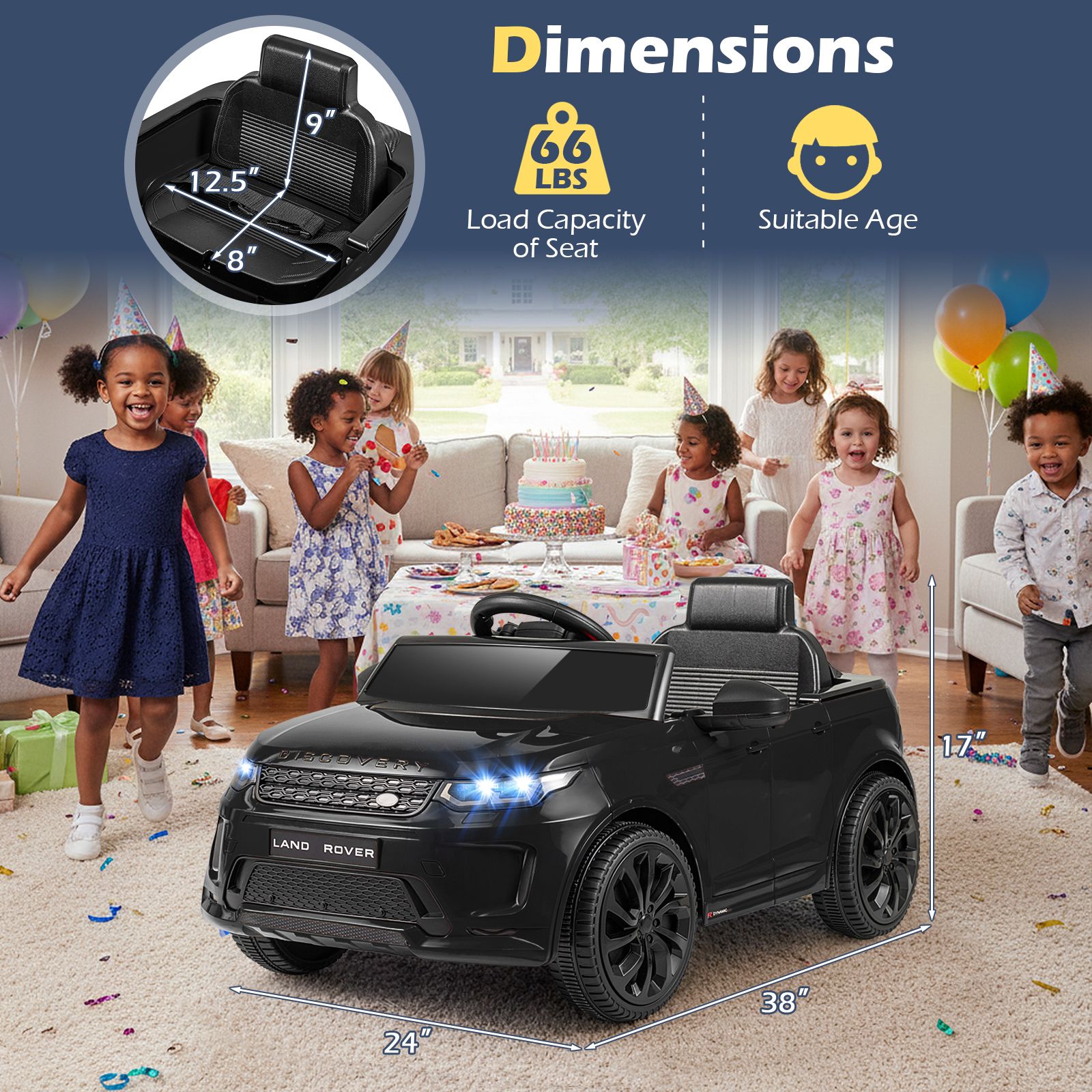 Voiture électrique pour enfants Land Rover sous licence, alimentée par une batterie 12 V