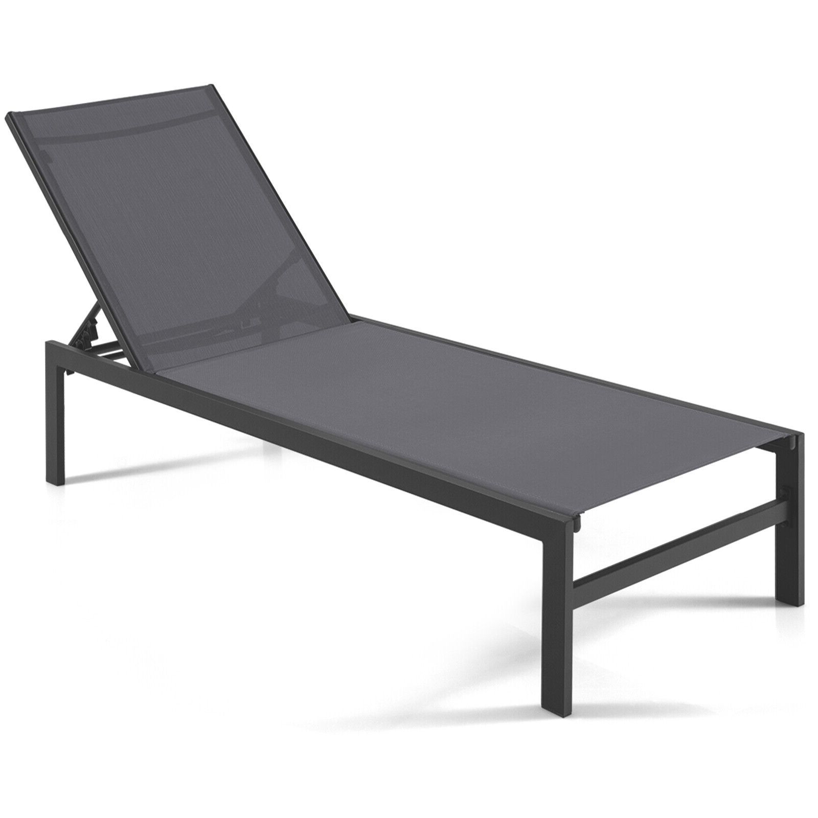 6-Position Chaise Lounge Chairs, Rustproof Aluminium Frame