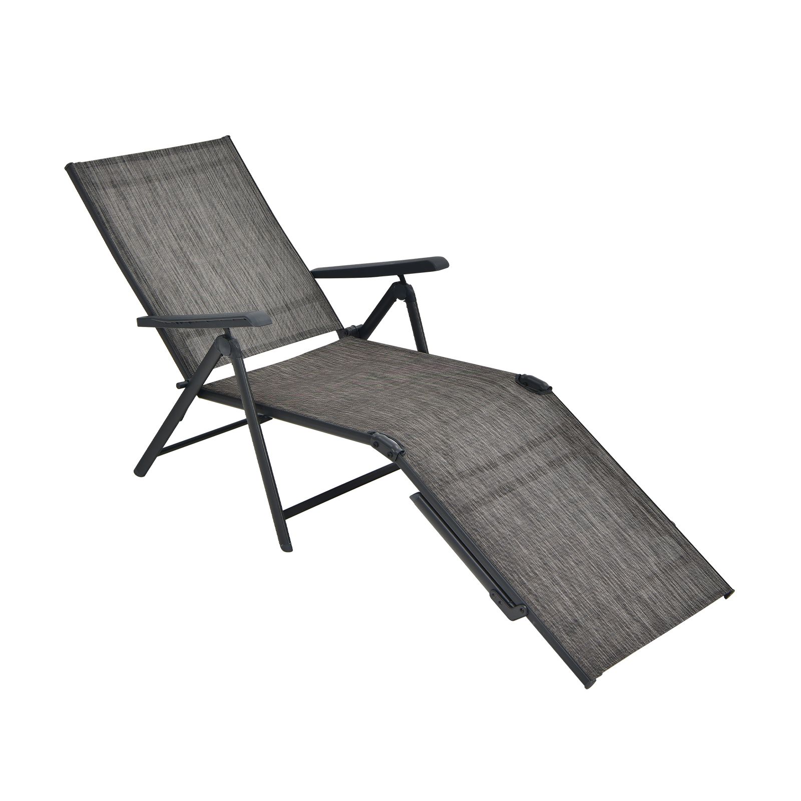 Chaise longue pliable de jardin, dossier et repose-pieds