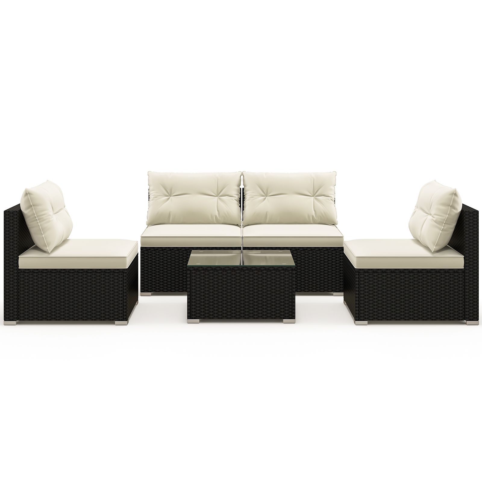 Ensemble de mobilier de jardin 5 pièces, coussins et table basse