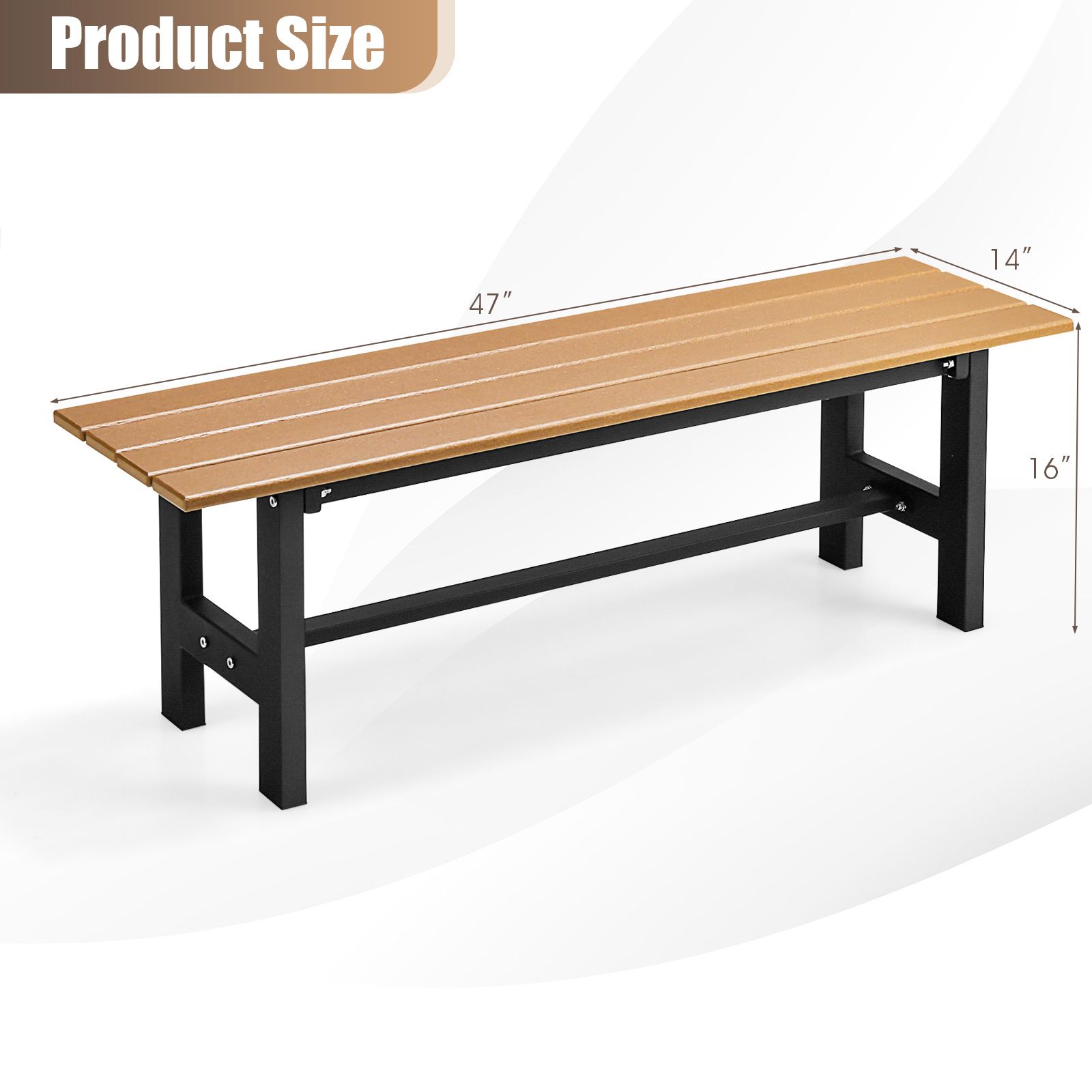 47" Outdoor Chair, Slatted Seat Plastic Coated Iron Frame