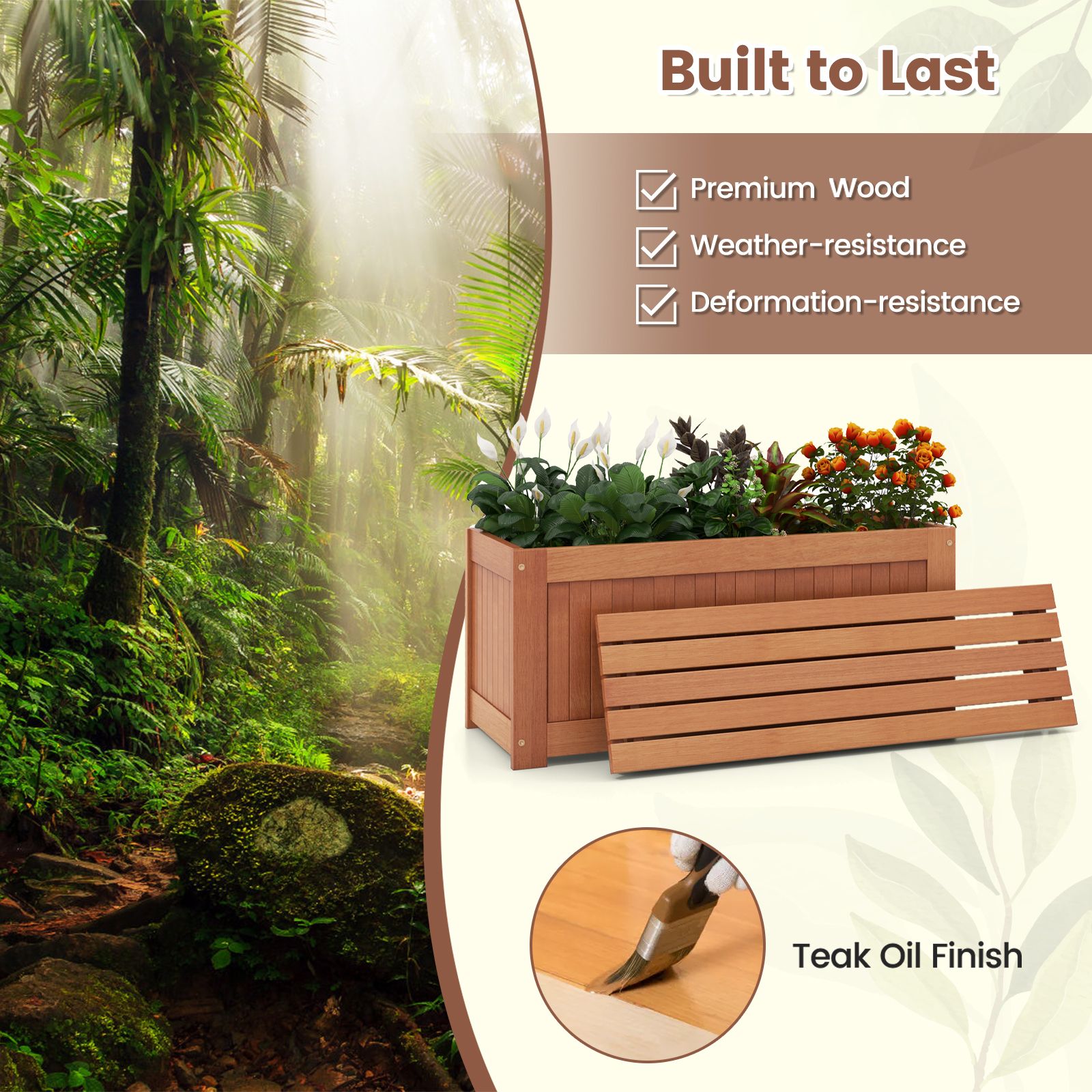 Outdoor Plant Container, Seat for Garden Yard Balcony Deck