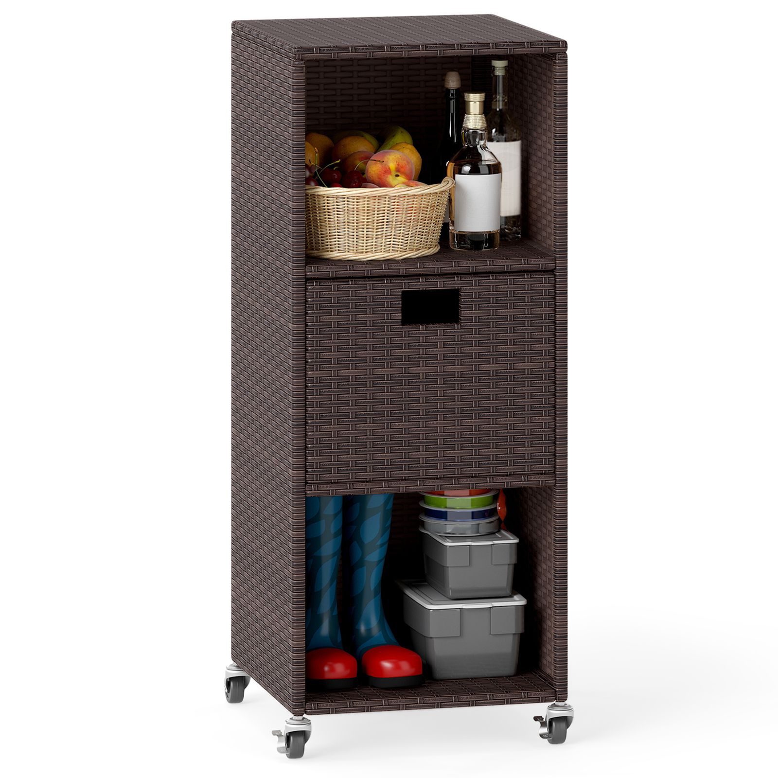 Outdoor Storage Cabinet, Drawer and 3 Shelves for Backyard