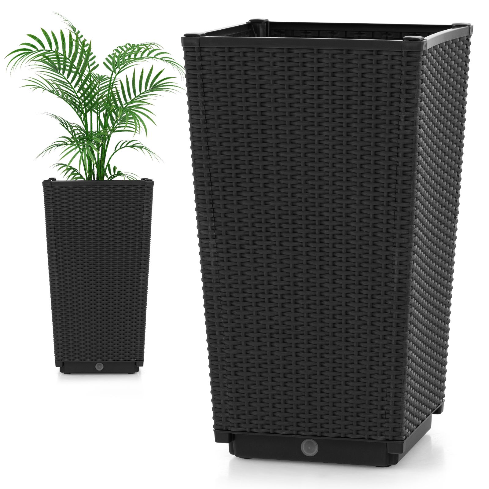 Outdoor Wicker Flower Pot Set of 2, Drainage Hole