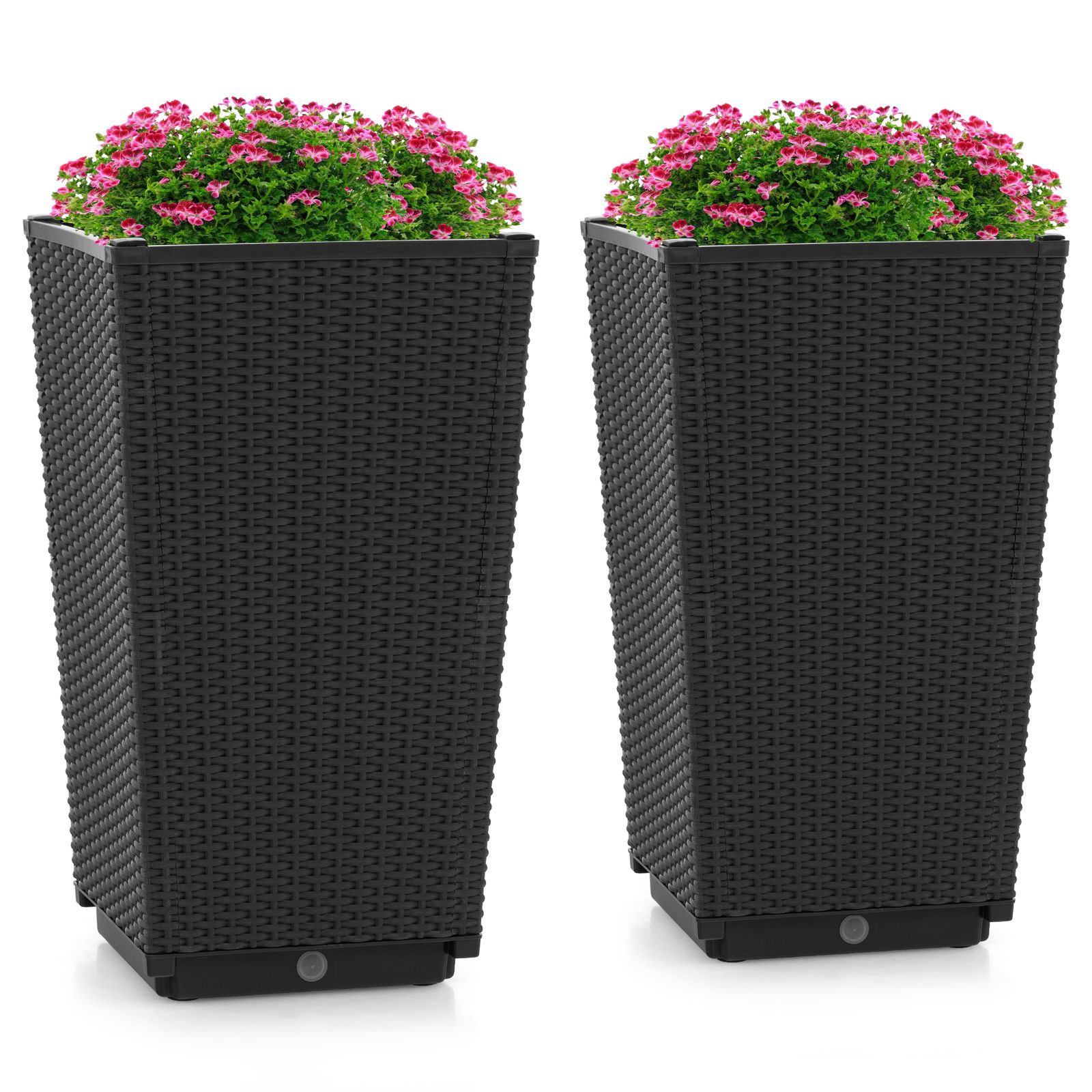Outdoor Wicker Flower Pot Set of 2, Drainage Hole