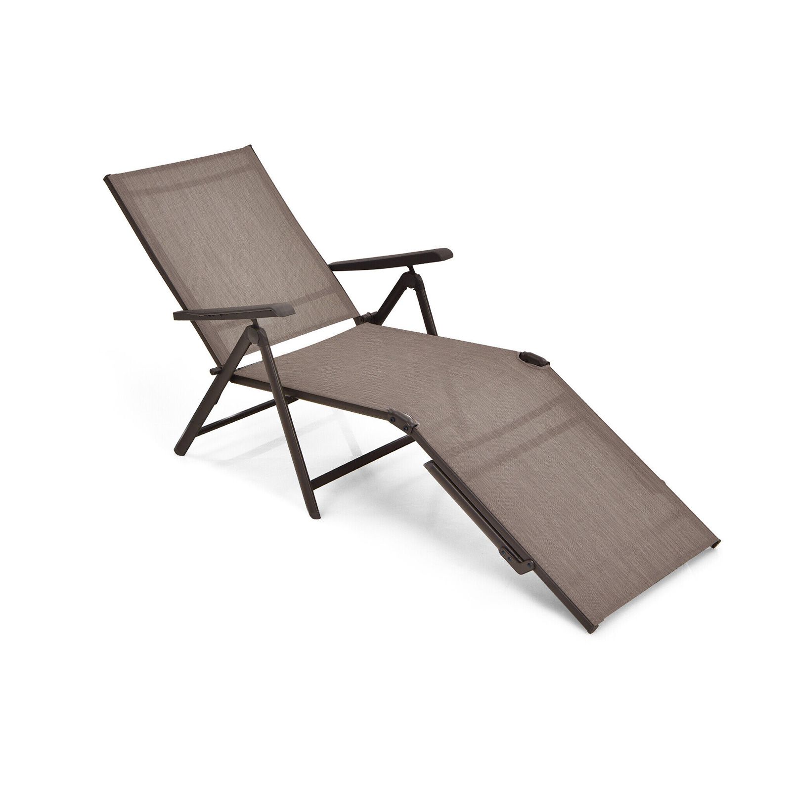 Patio Foldable Chaise Lounge Chair, Backrest and Footrest