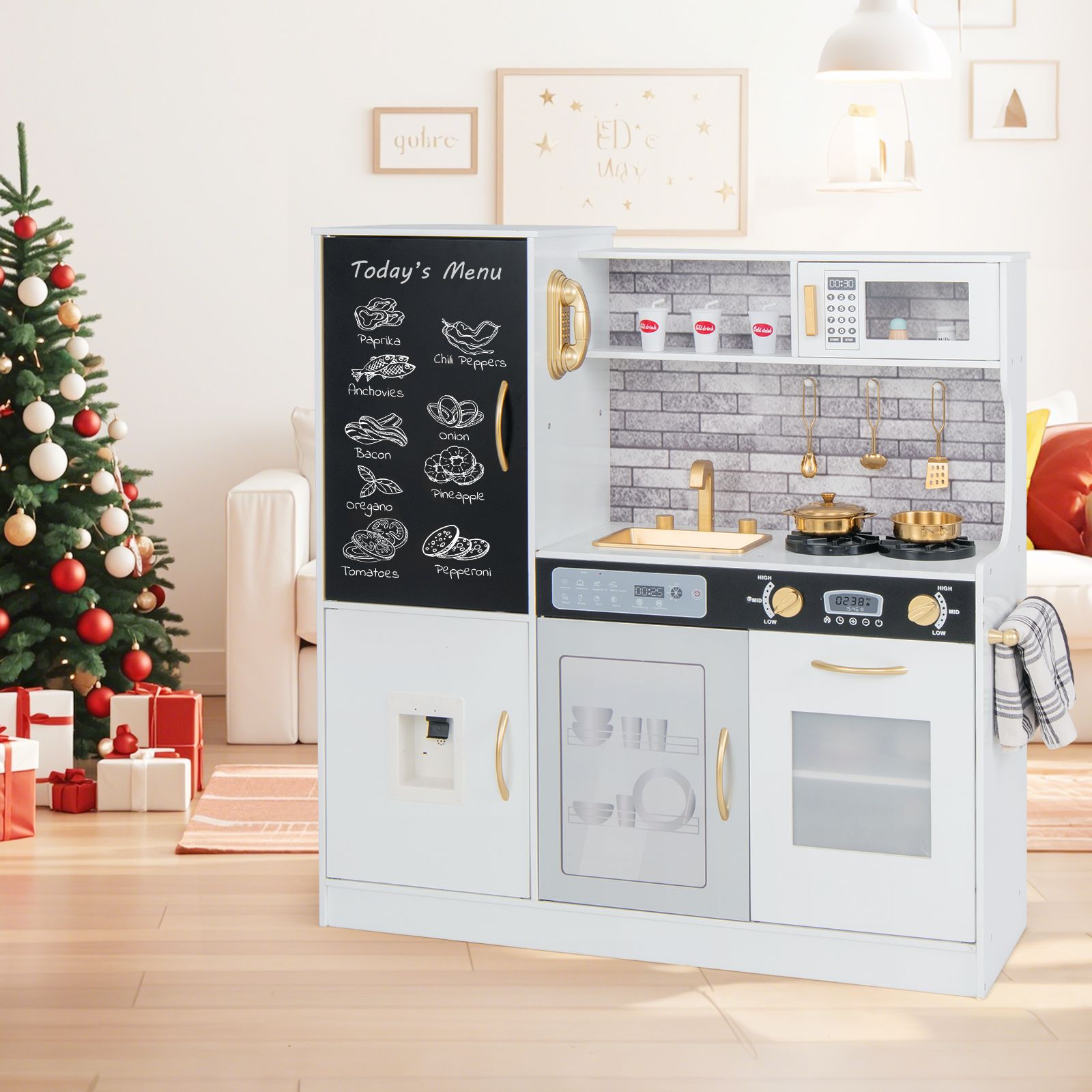 Pretend Play Kitchen, Utensils for Kids Aged 3+ - White