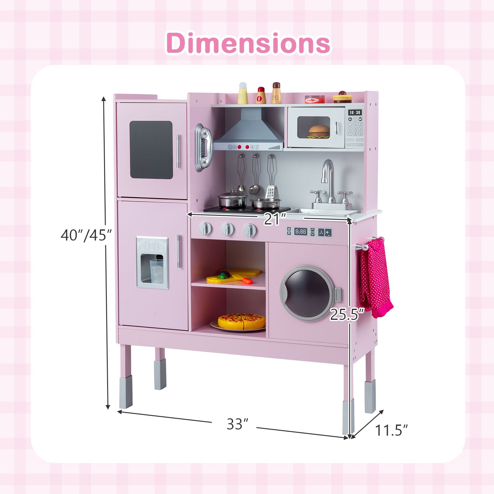 Kit de cuisine de jeu, hotte, machine à glaçons et téléphone - rose
