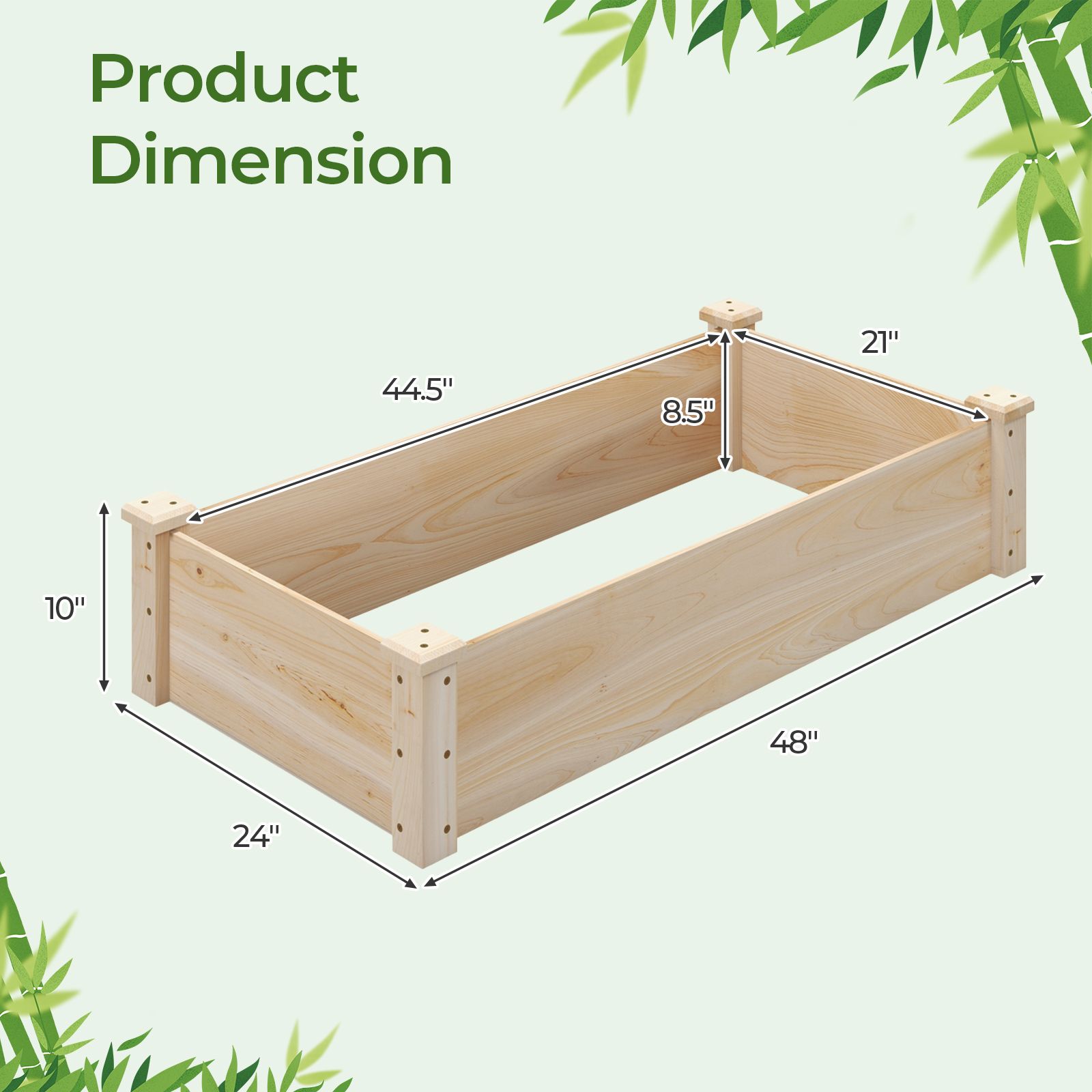 Raised Garden Bed Fir Wood Wooden Square Wood Planter Box, For Garden