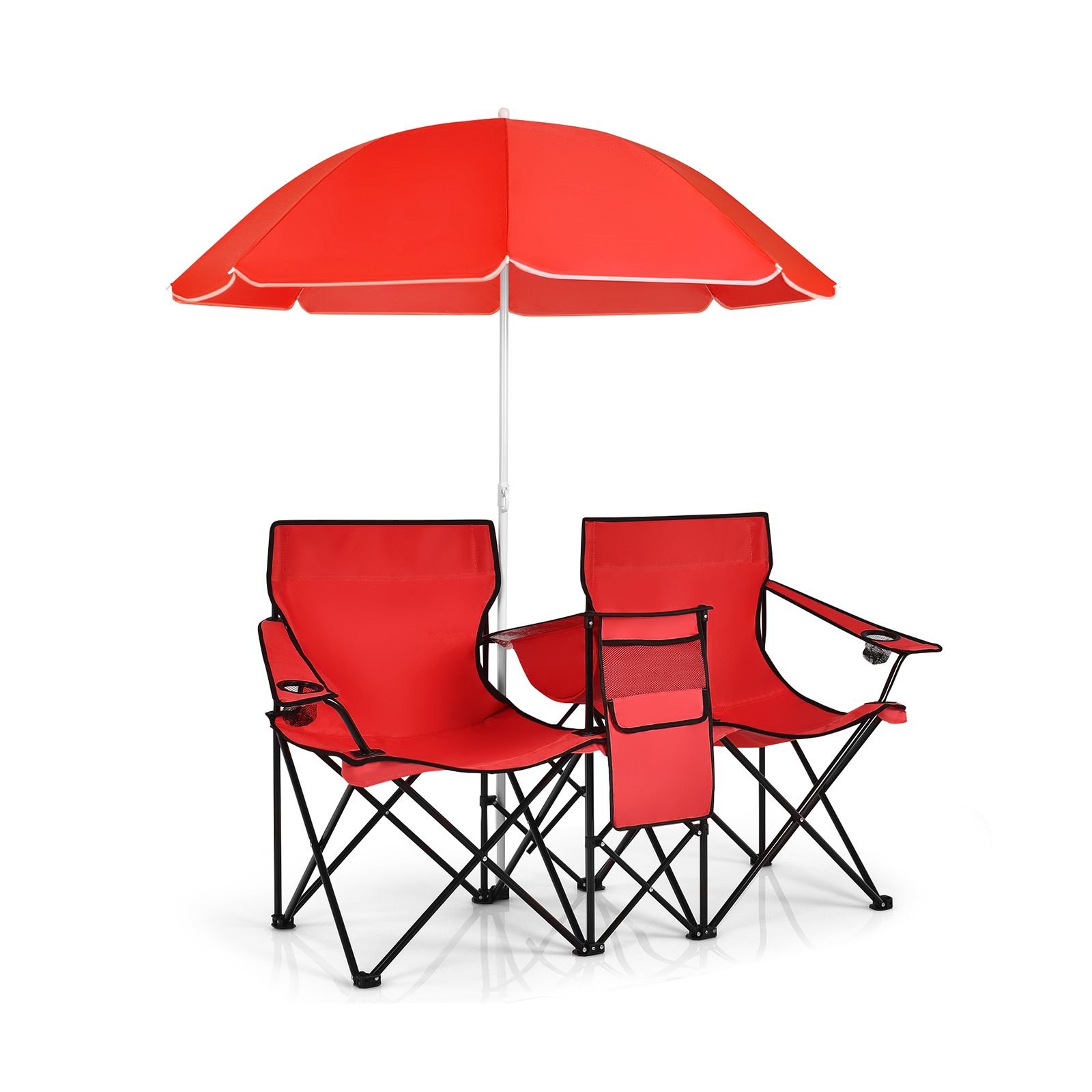 Chaise double de pique-nique pliable et portable, parasol