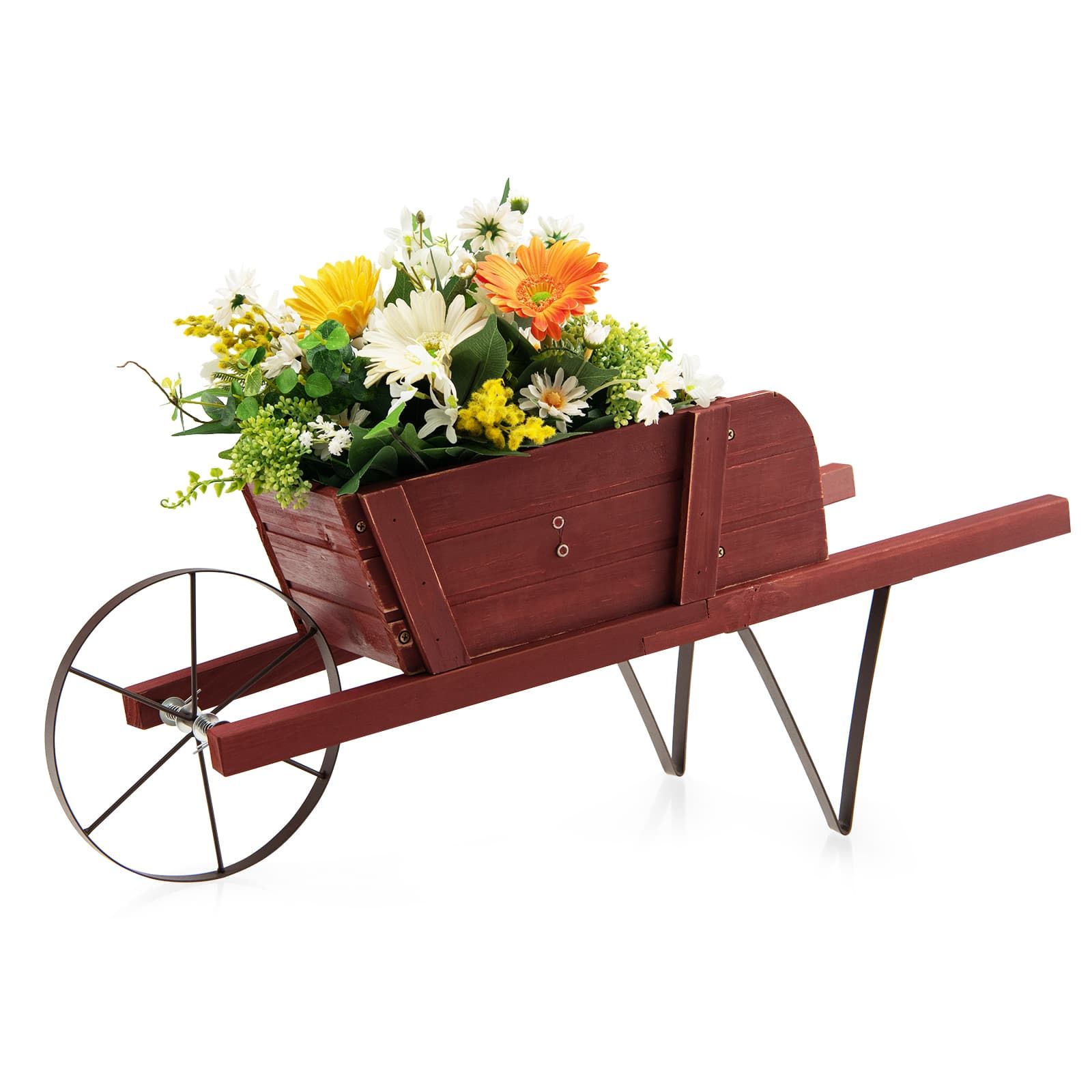Jardinière en forme de chariot bois, 9 accessoires magnétiques pour le jardin