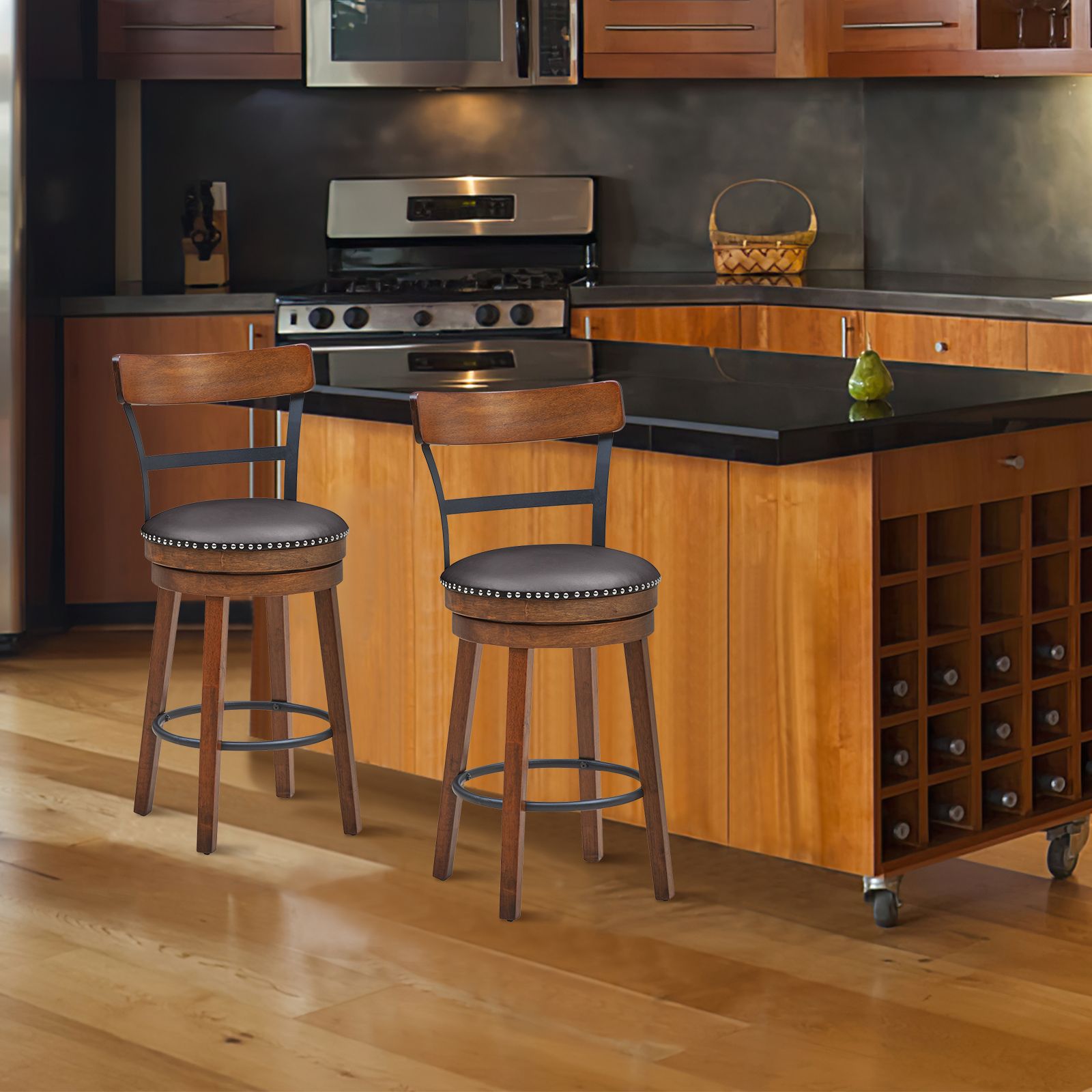 Set of 2 25.5" Swivel Counter Height Bar Stool