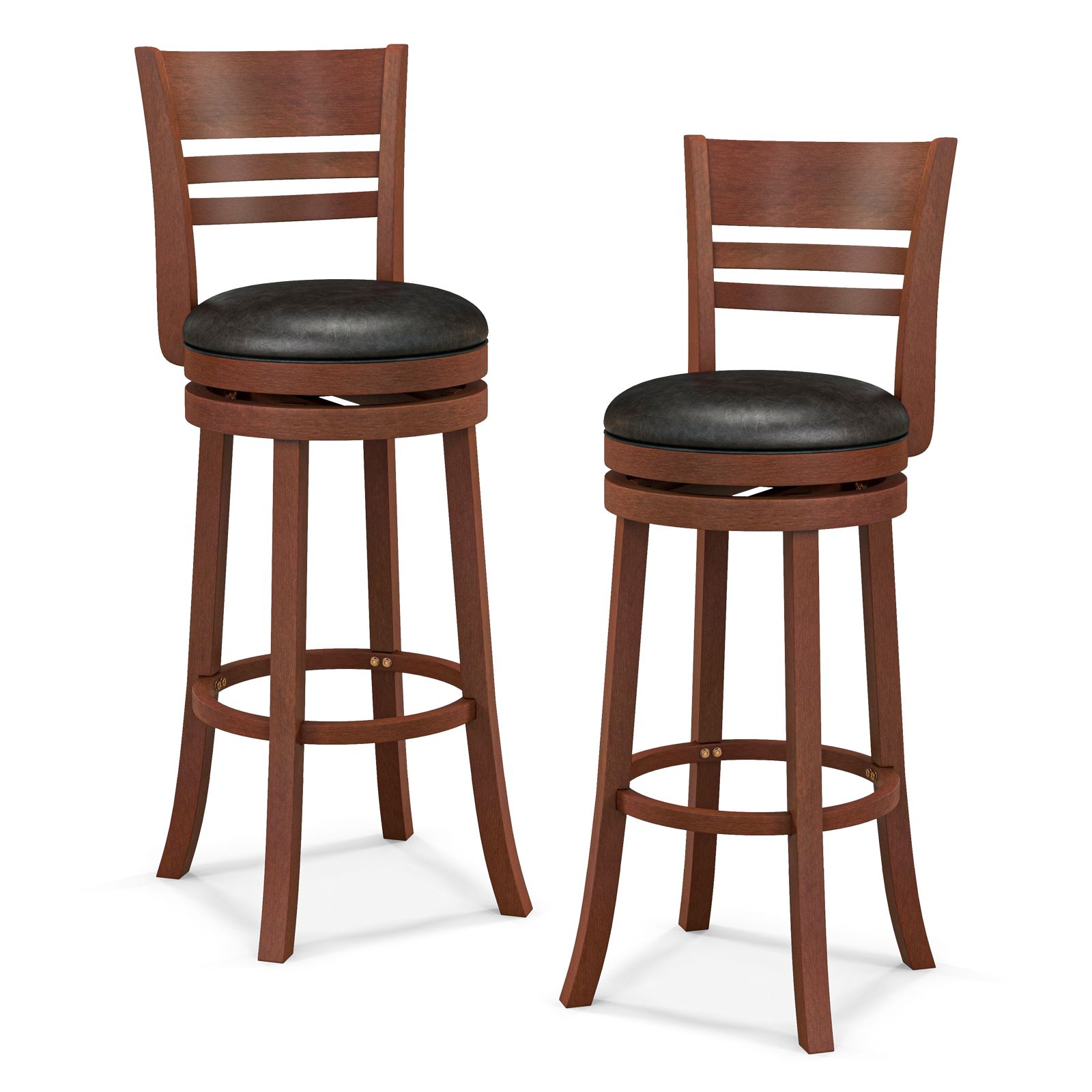 360° Bar Stools with PU Upholstered Seats, Set of 2