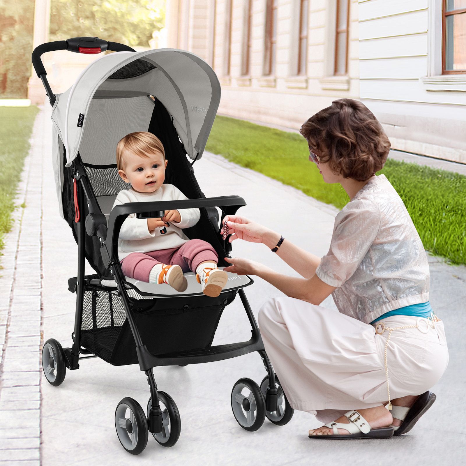 Toddler Travel Stroller for Airplane, Canopy and Adjustable Backrest