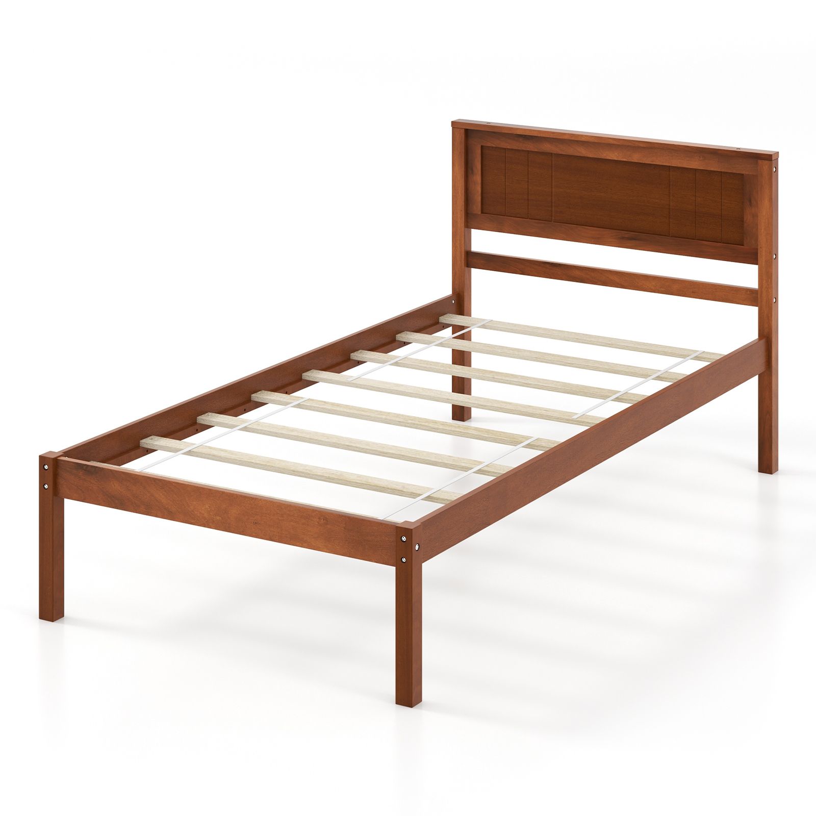 Bed Frame, Wooden Headboard and Slat Support