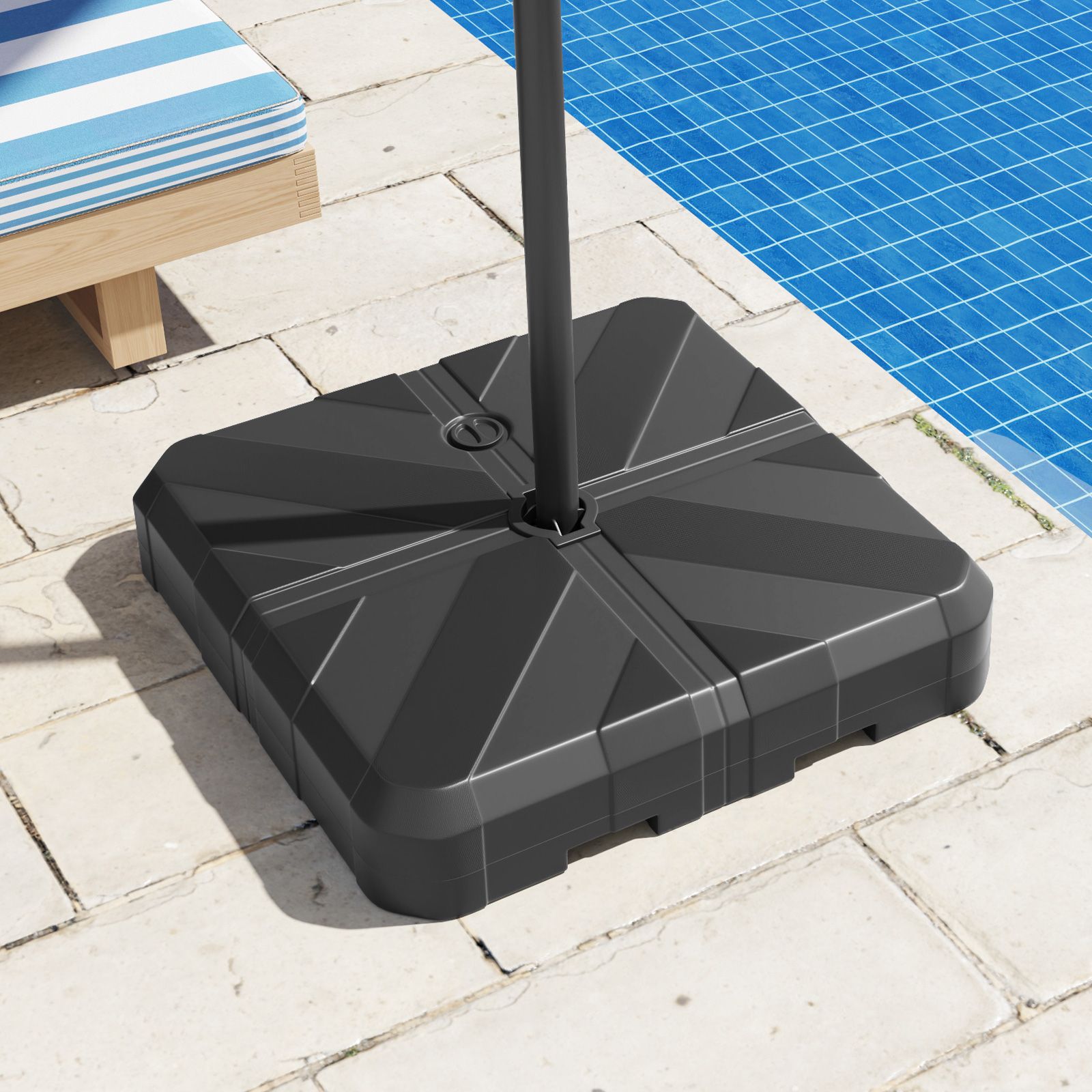 Weighted Offset Umbrella Base, Cross Bracket and Cut-out Handles