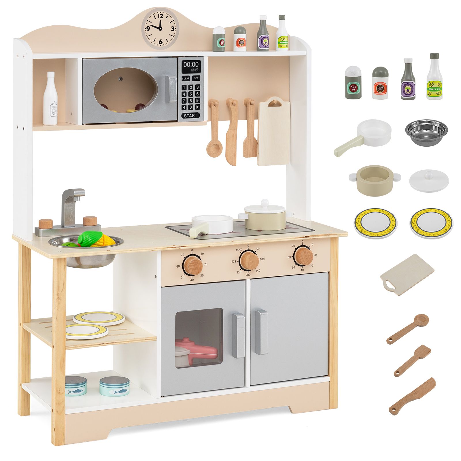 Kit de cuisine en bois pour enfants - Blanc