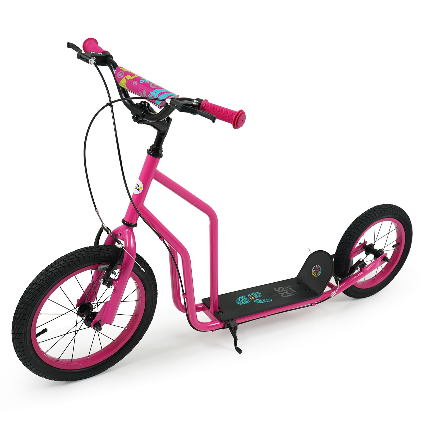 Trottinette pour enfants, guidon réglable et roues gonflables les 8 ans plus