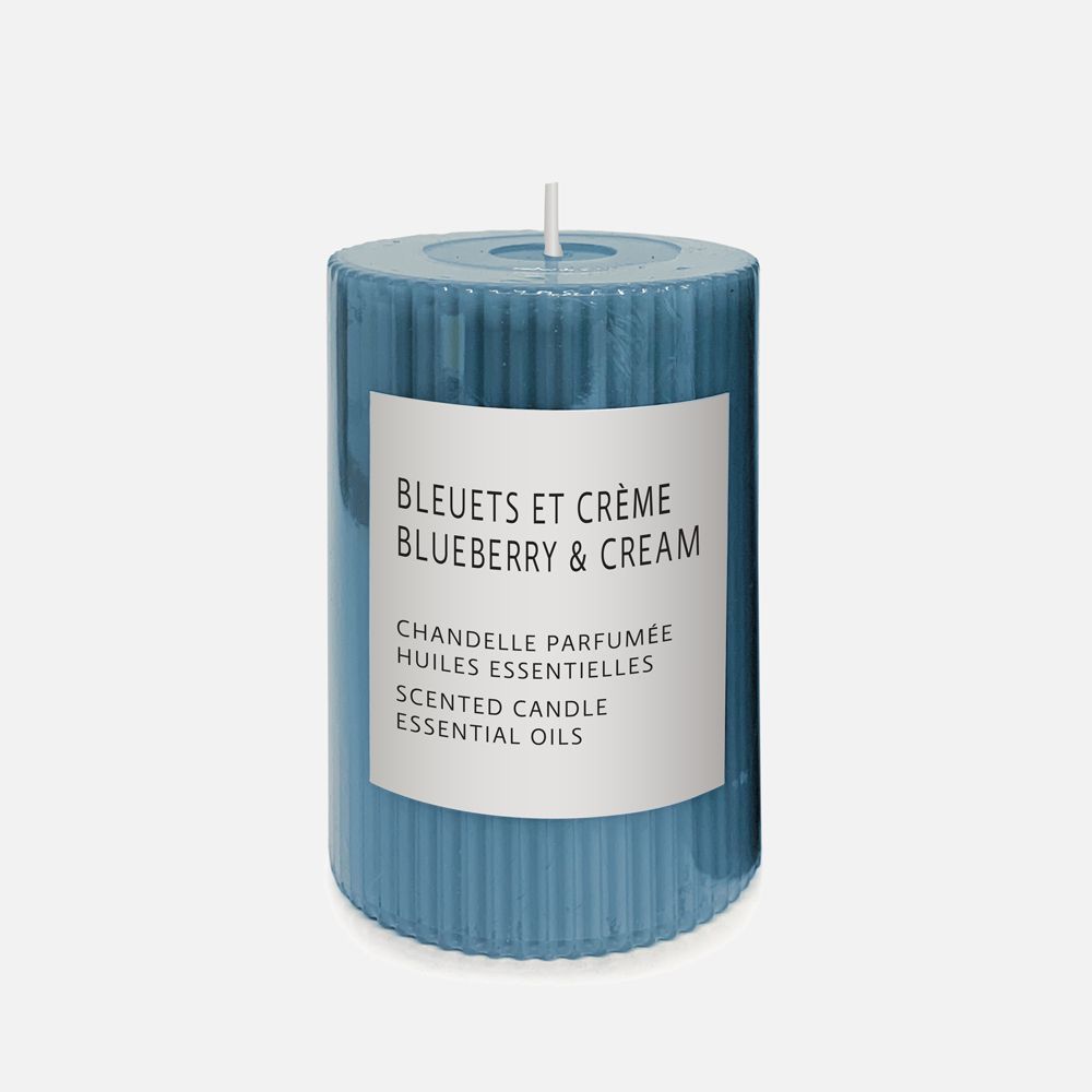 Pillar Candle 4" Blue - Cream and Blueberry