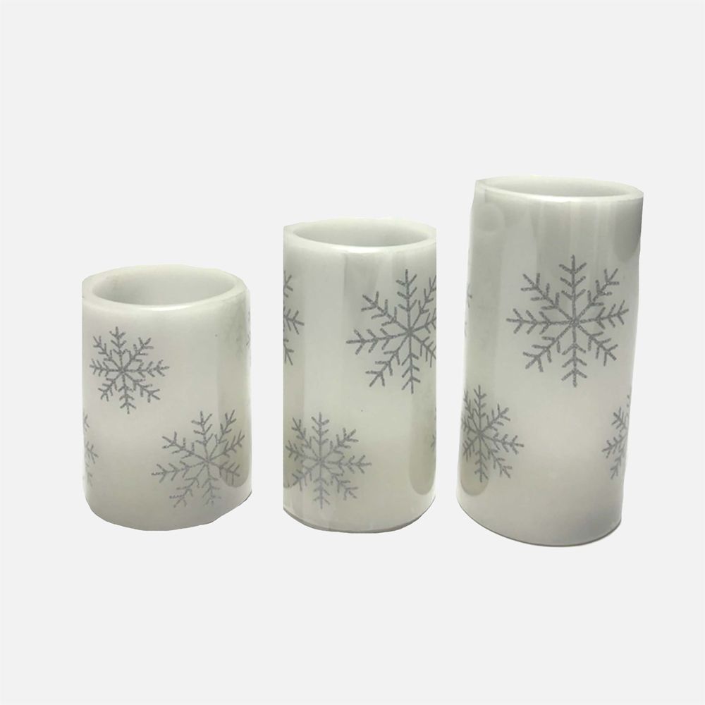 Set de 3 bougies DEL flocon de neige