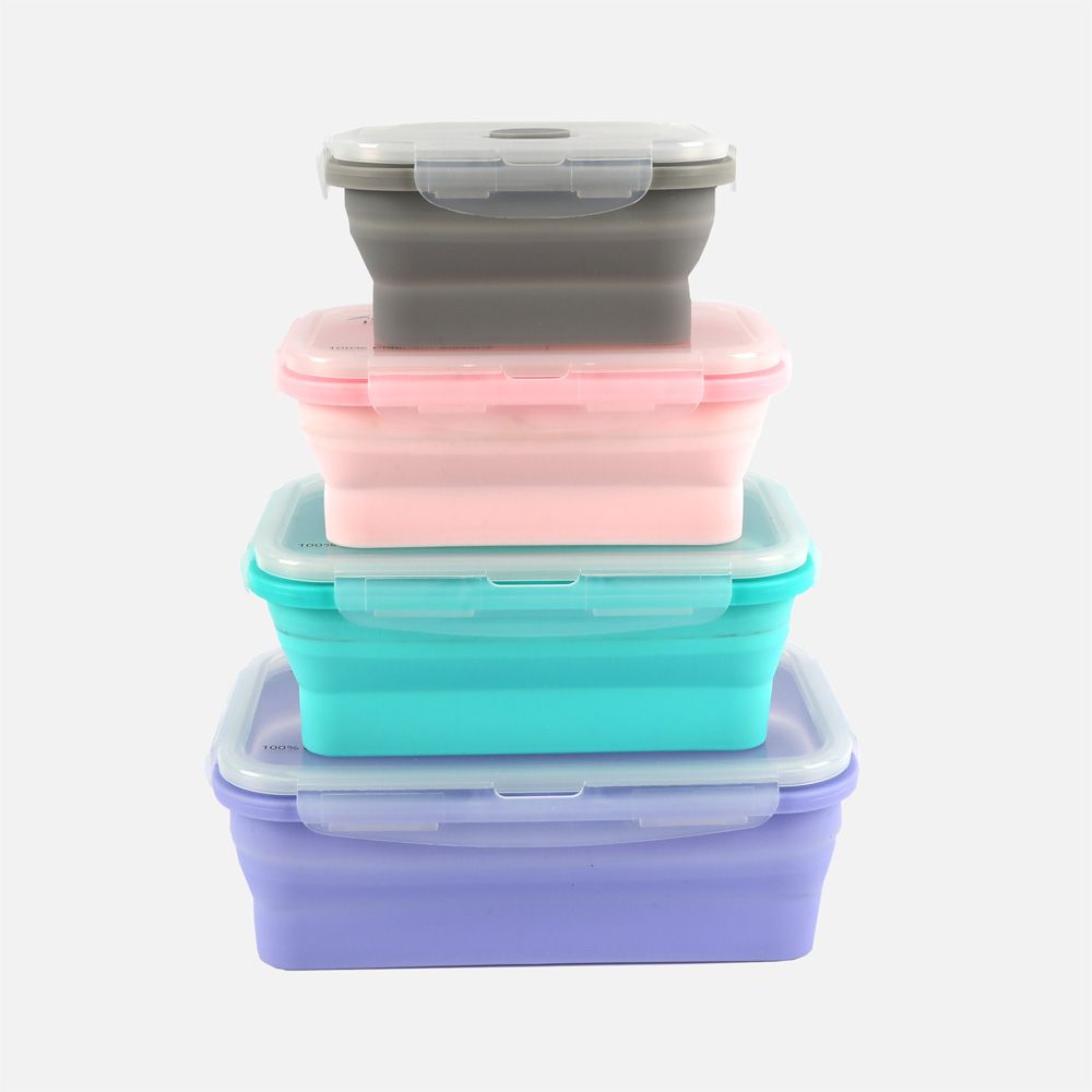 Collapsible Silicone Lunch Box, Set of 4