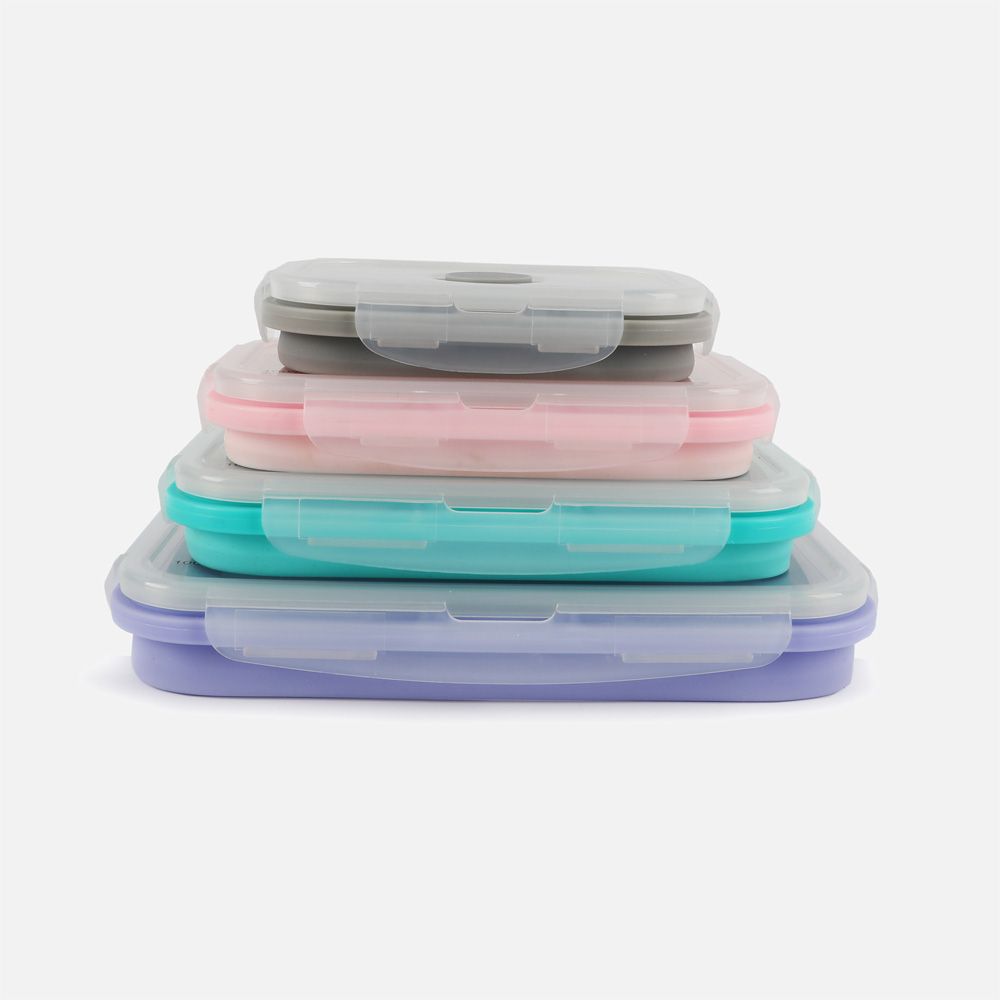Collapsible Silicone Lunch Box, Set of 4