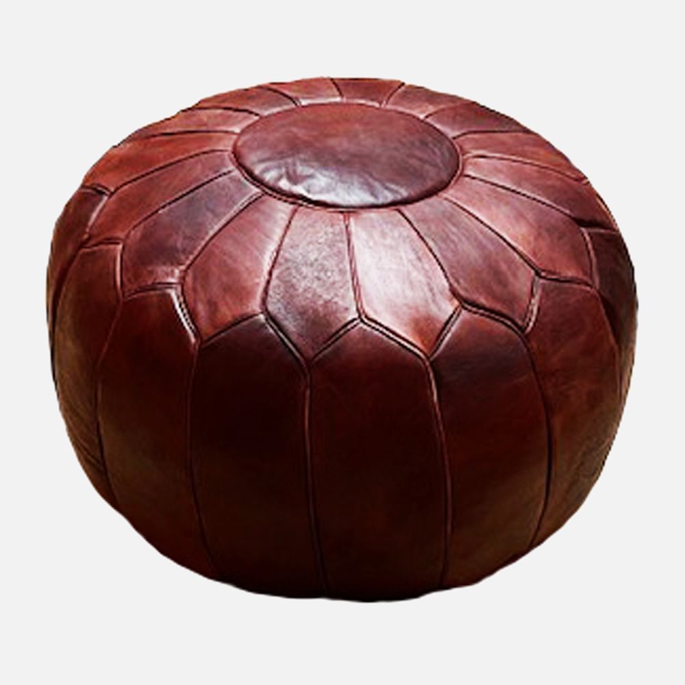 Karma Leather Ottoman - Brown