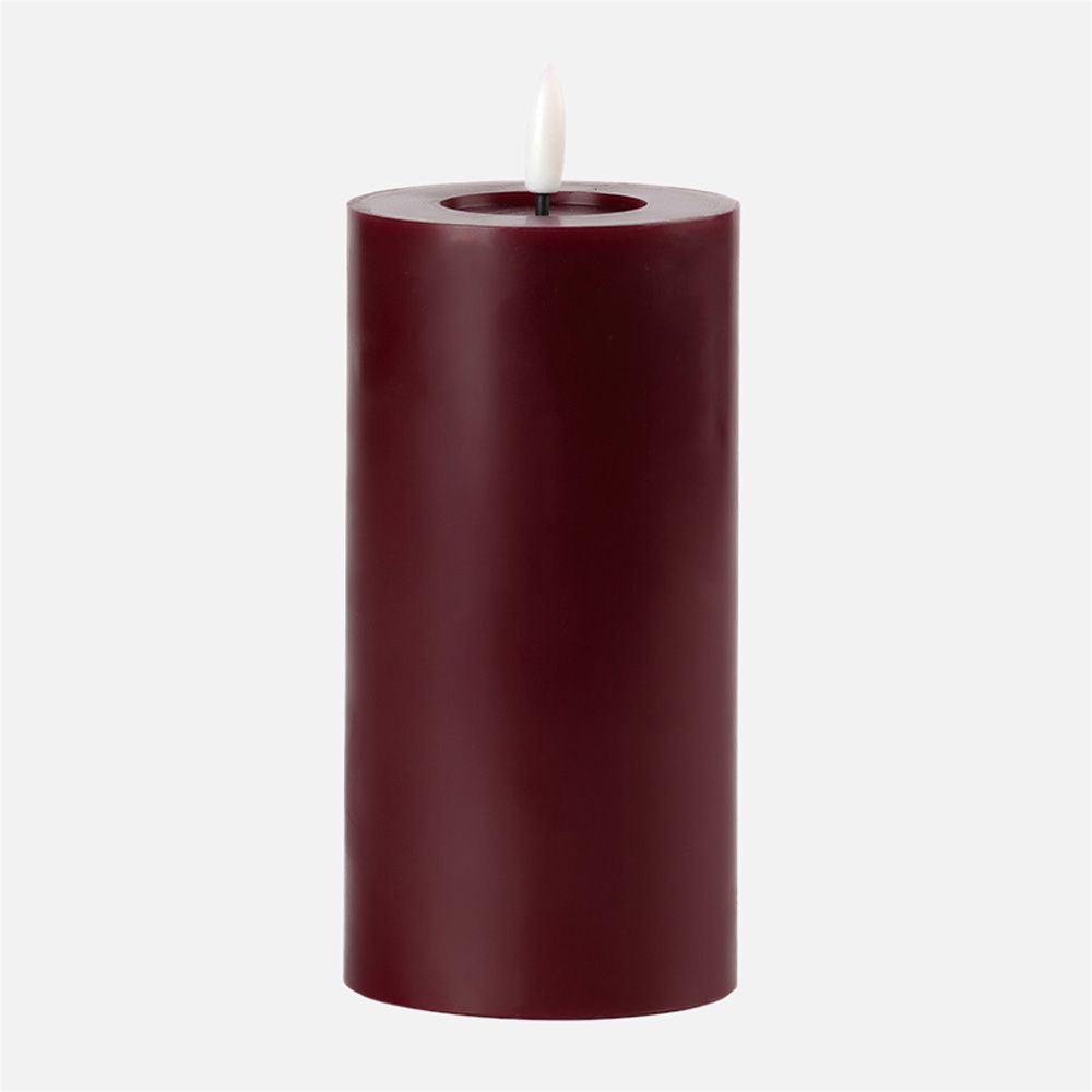 Bougie pilier LED, rouge vin - 3 x 6 po