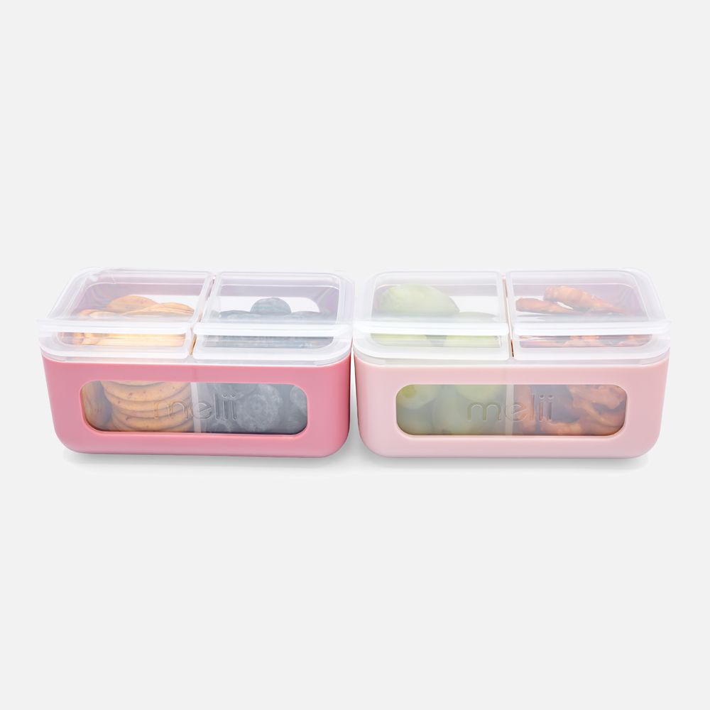 2 Compartment Snack Box, 2 Pieces - Berry / Blush