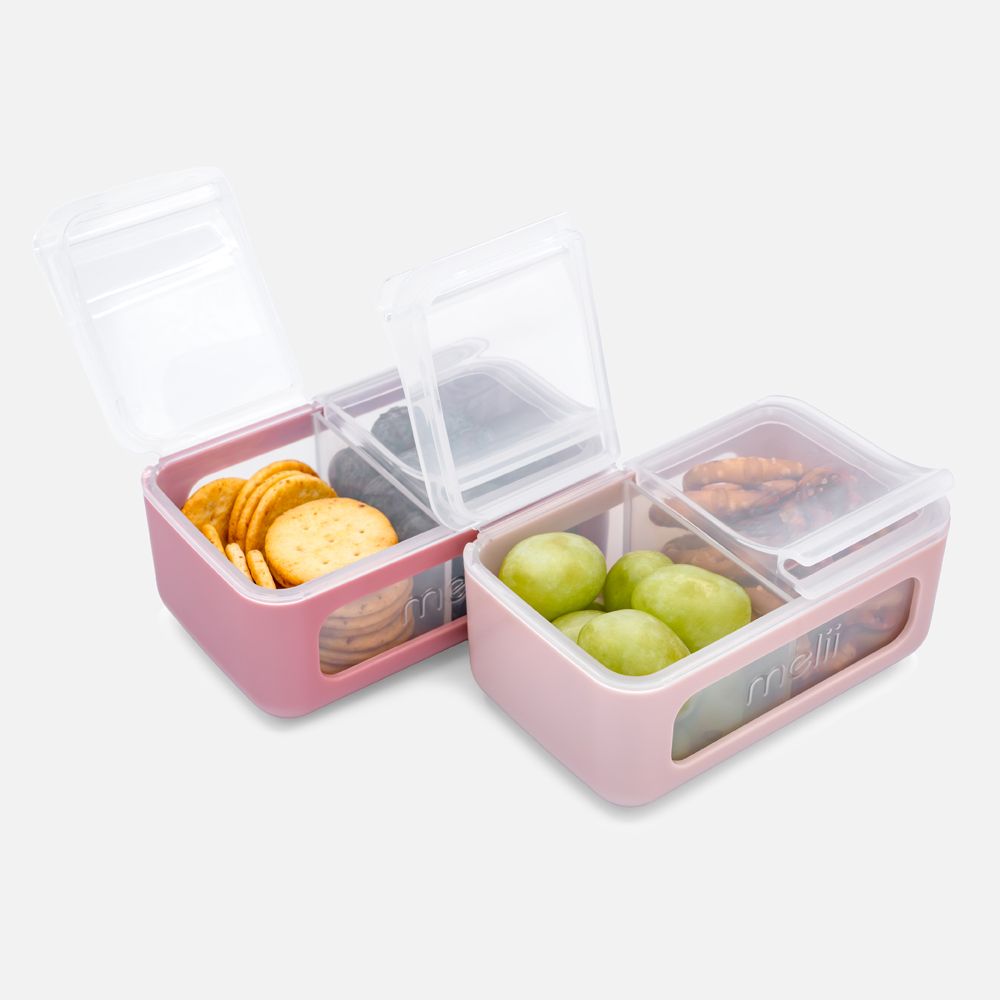 2 Compartment Snack Box, 2 Pieces - Berry / Blush