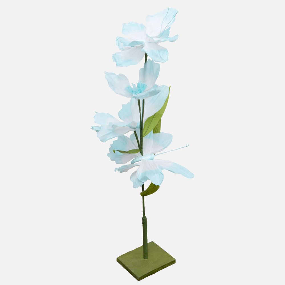  Paper Butterfly and Flower Stand, 39" - Light Blue