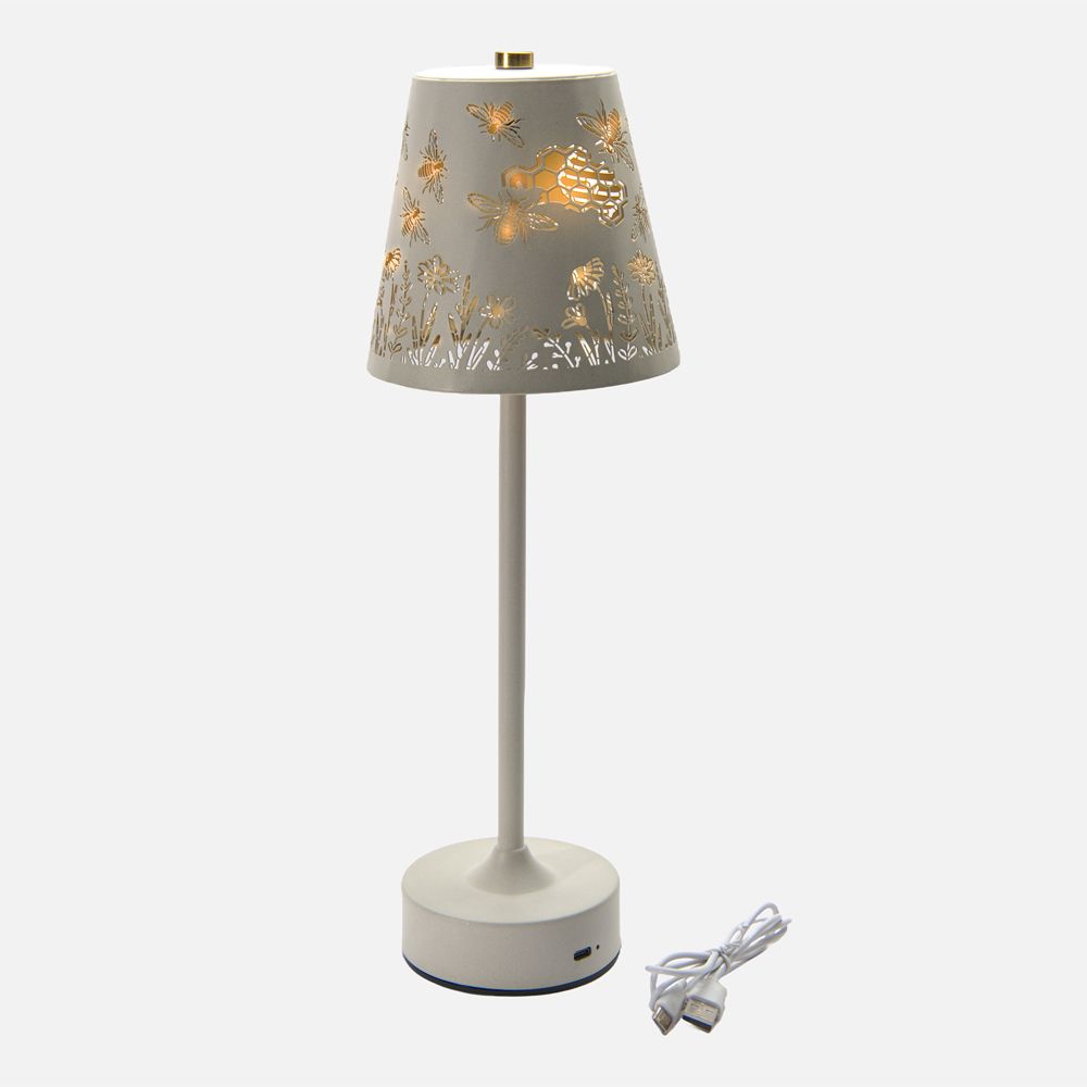 Bees in Garden LED USB Table Lamp - Cream