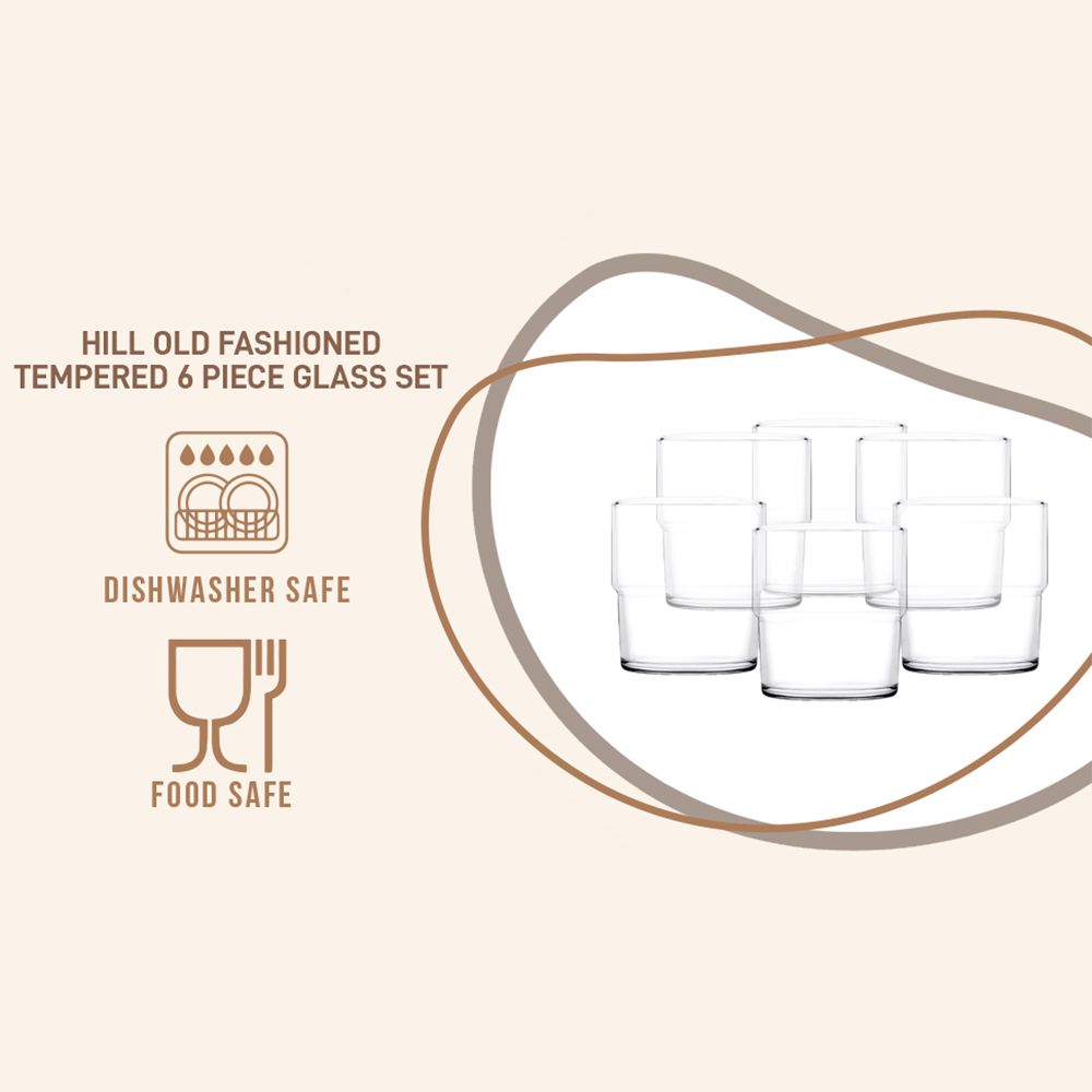 Pasabahce Hill Old Fashioned Glasses, Set of 6