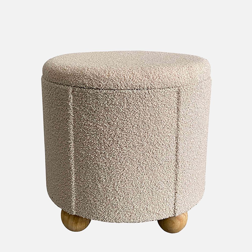 Tani Round Storage Ottoman - Cream