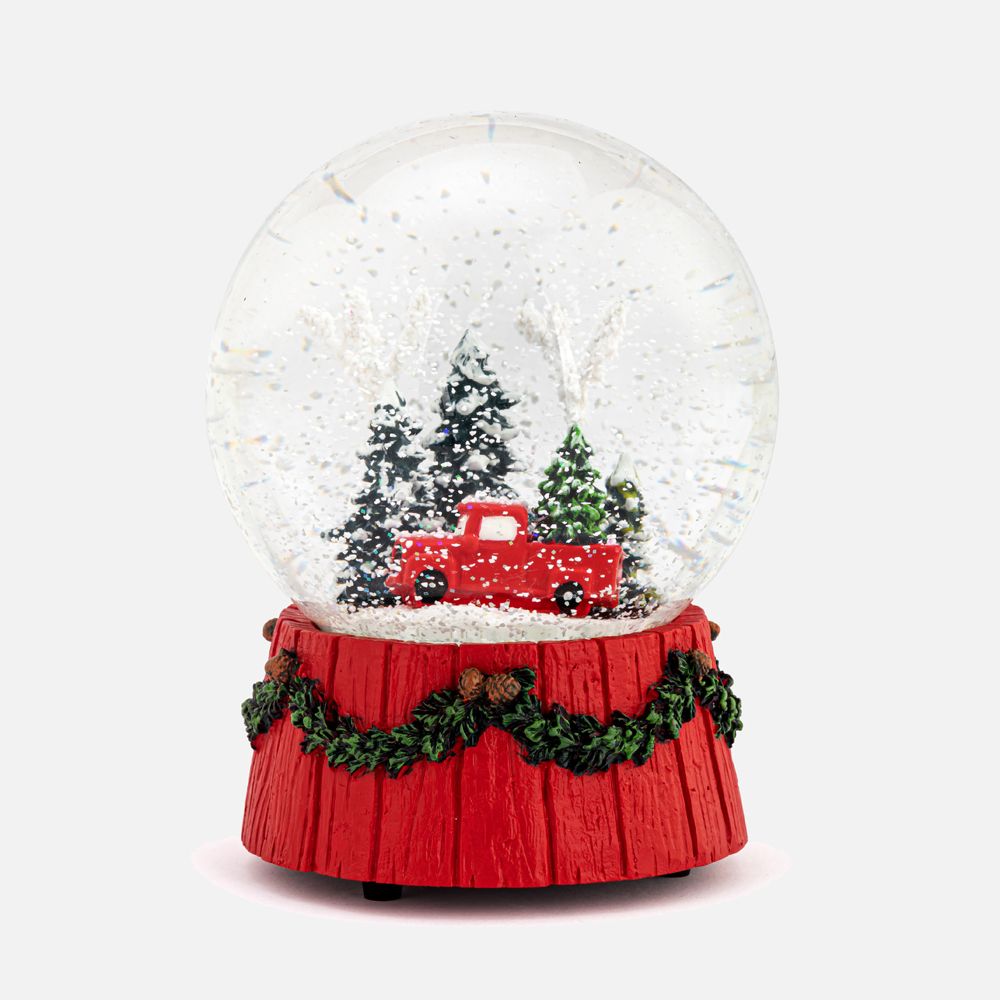 Demdaco Boule à neige avec camion rouge Holly Lodge