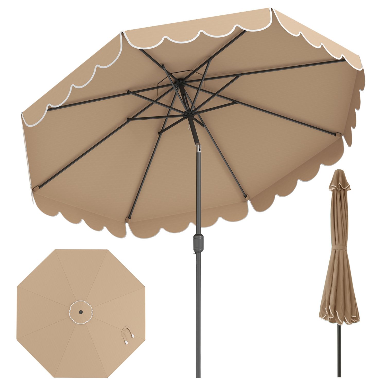 10 ft Patio Umbrella, Push Button Tilt and Crank