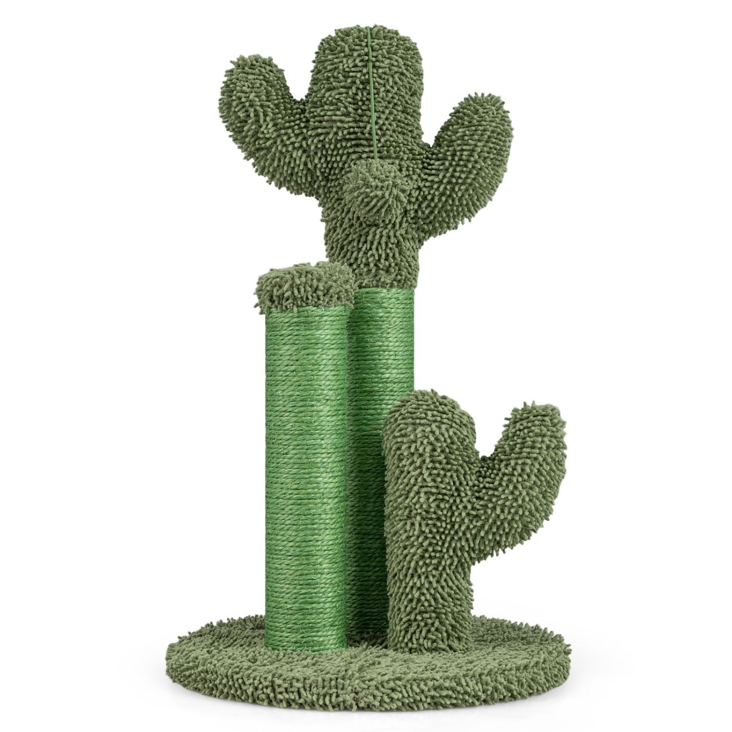 22" Cactus Cat Scratching Post, Natural Sisal Rope - Green
