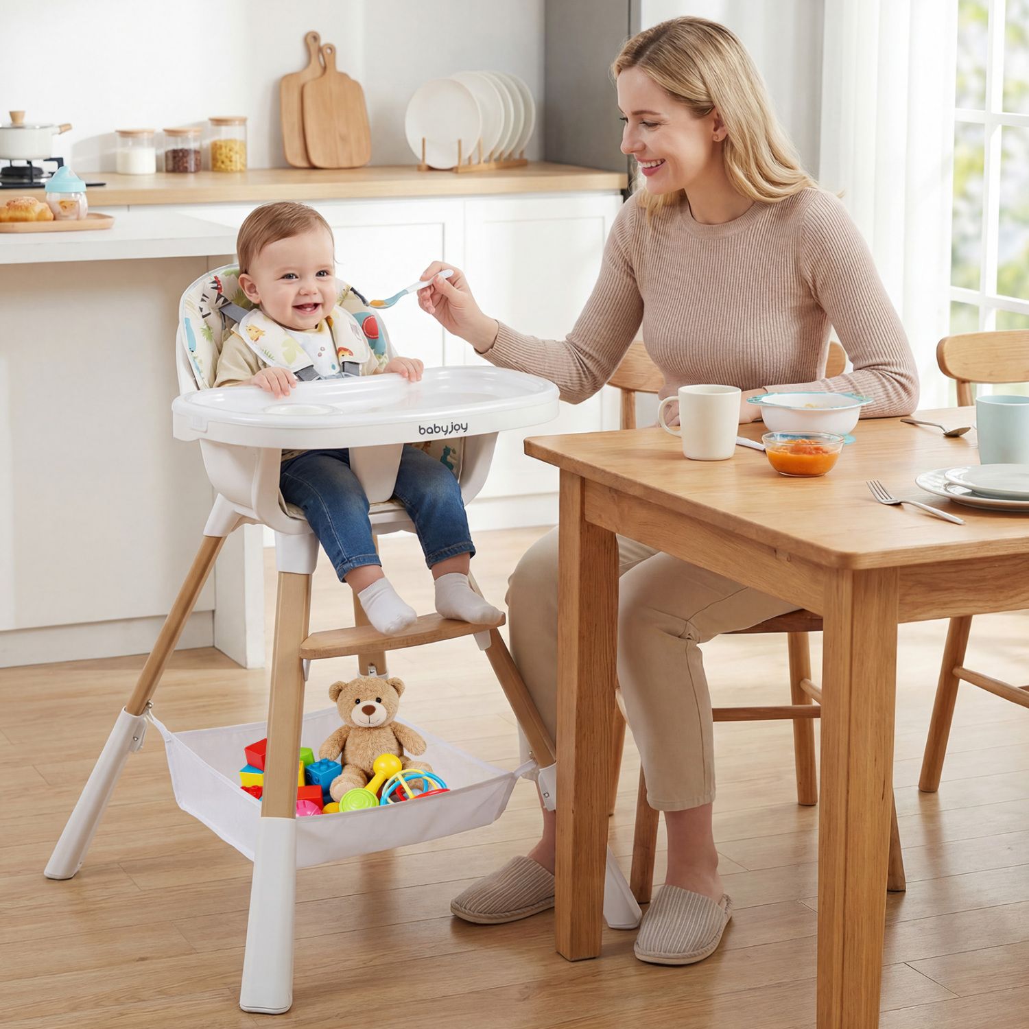 4 in 1 High Chair, For Babies Convertible Toddler Highchair - Multicolor