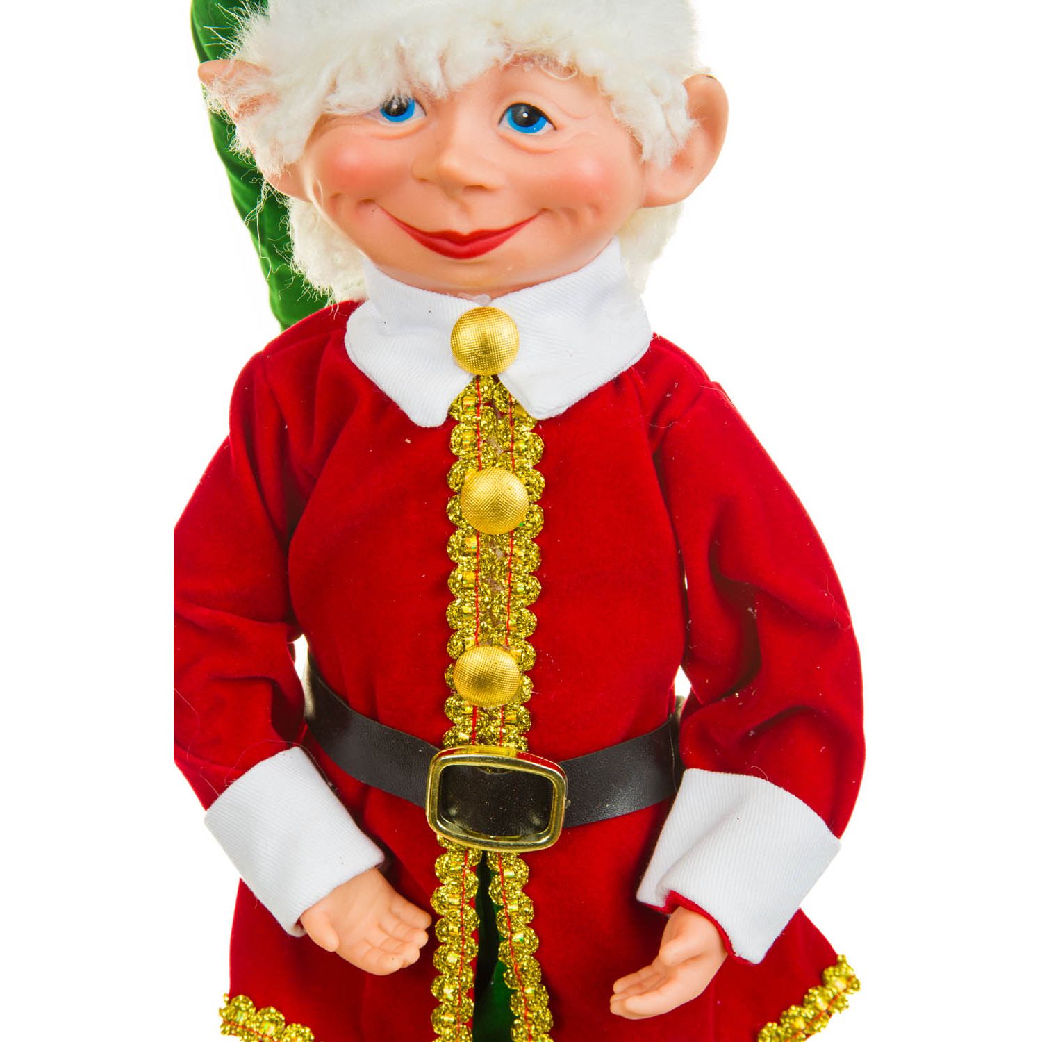 Figurine lutin suspendue en tissu rouge avec chapeau