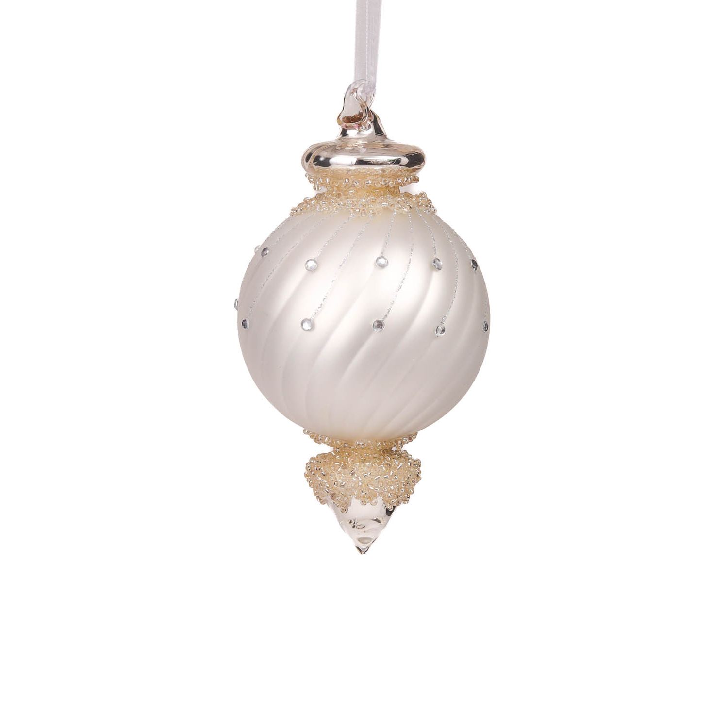 Ornements finials suspendus en porcelaine blanche mate et argentée en forme de goutte, ensemble de 3
