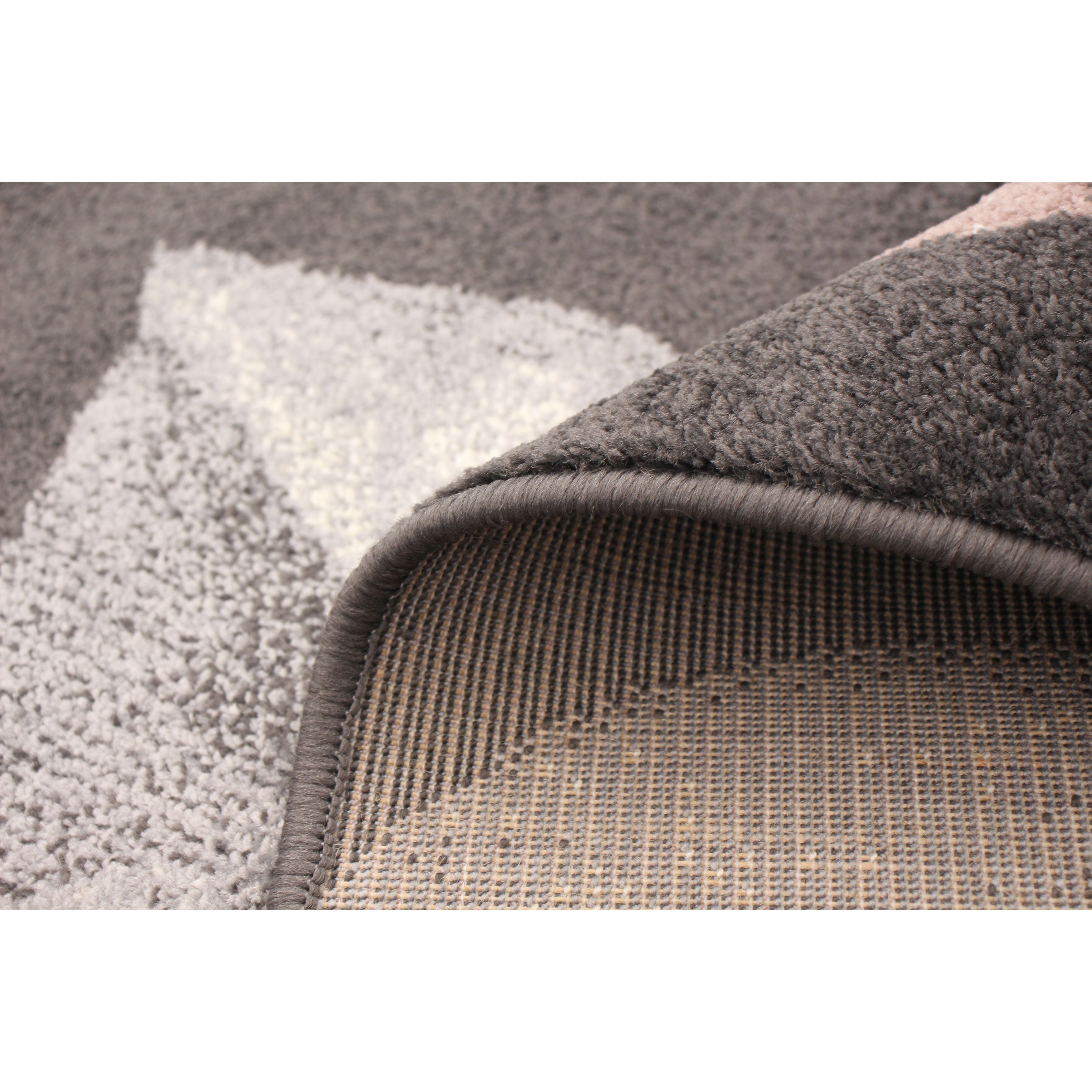 Feuilles Anthracite-Pink Rug