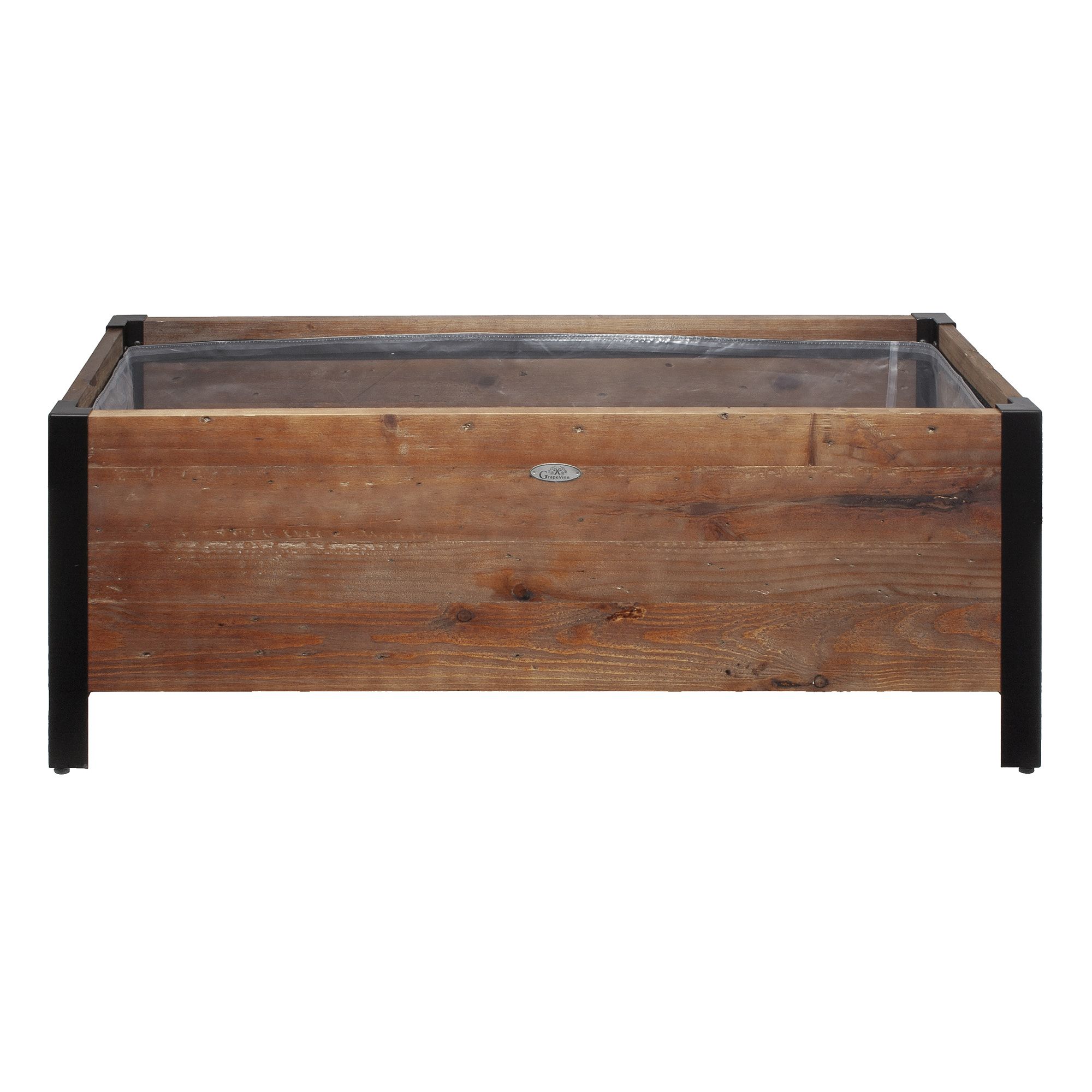 Urban Garden Rectangular Recycled Wood and Metal Planter - 35''