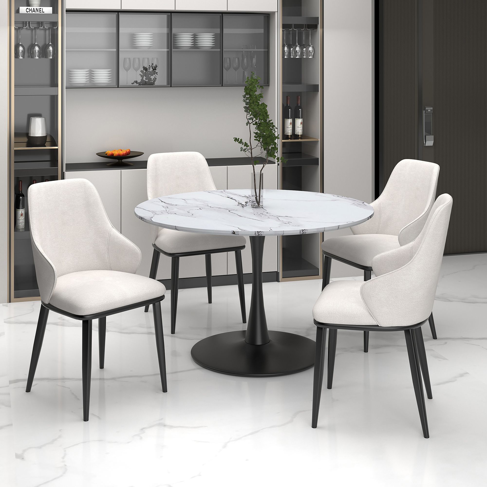 Kash Upholstered Side Chair - Beige Fabric