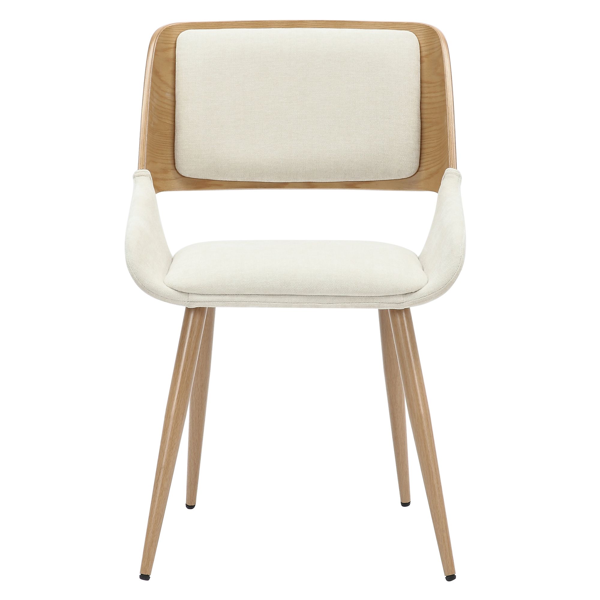 Hudson Upholstered Side Chair - Beige Fabric/Natural Finish