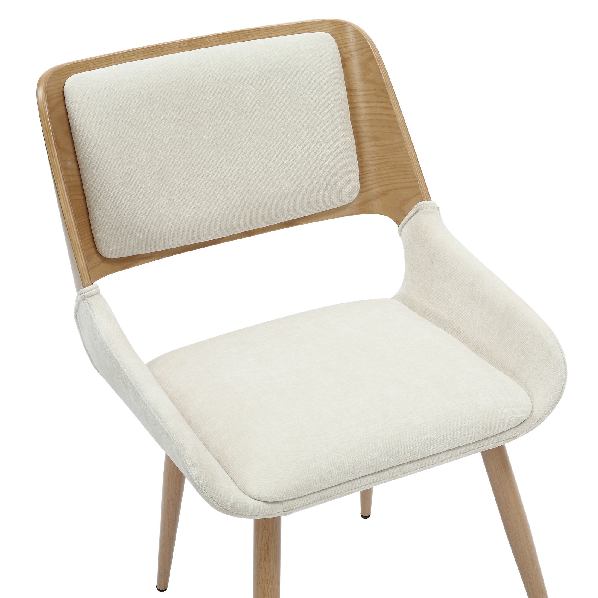 Hudson Upholstered Side Chair - Beige Fabric/Natural Finish