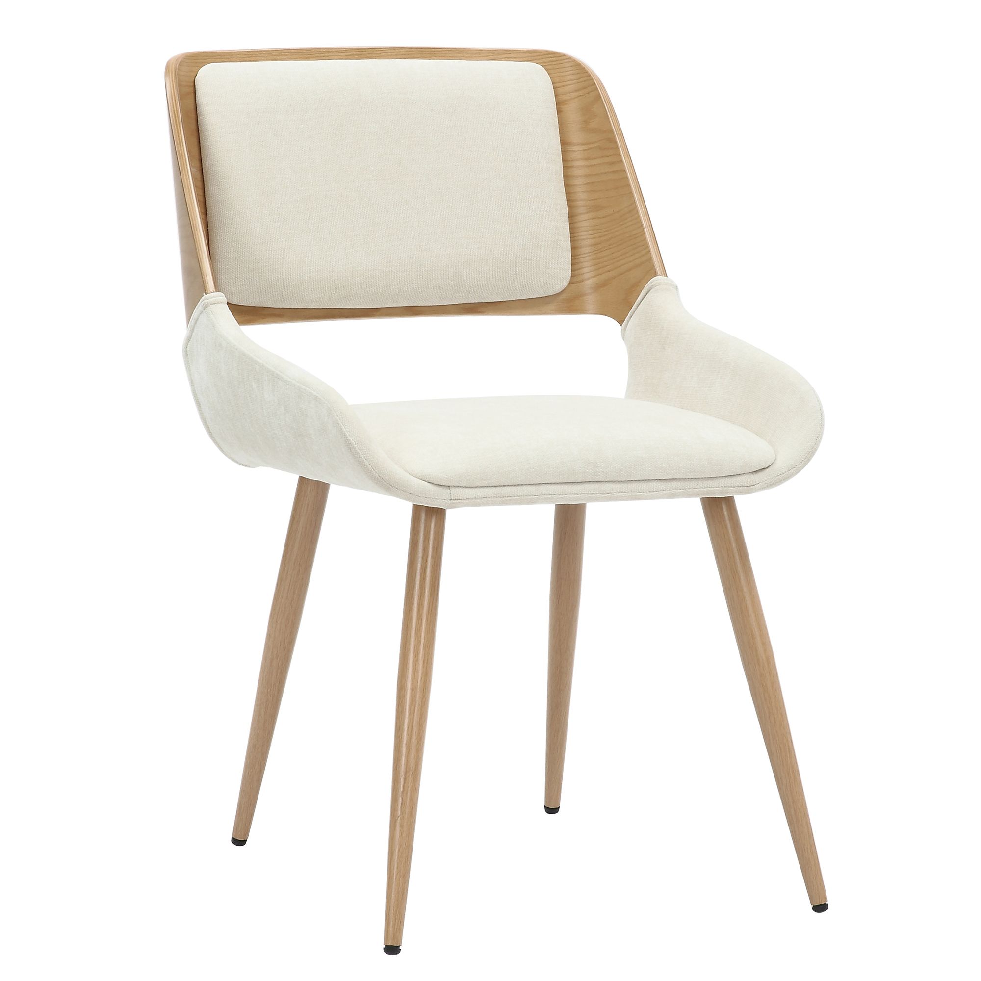Hudson Upholstered Side Chair - Beige Fabric/Natural Finish