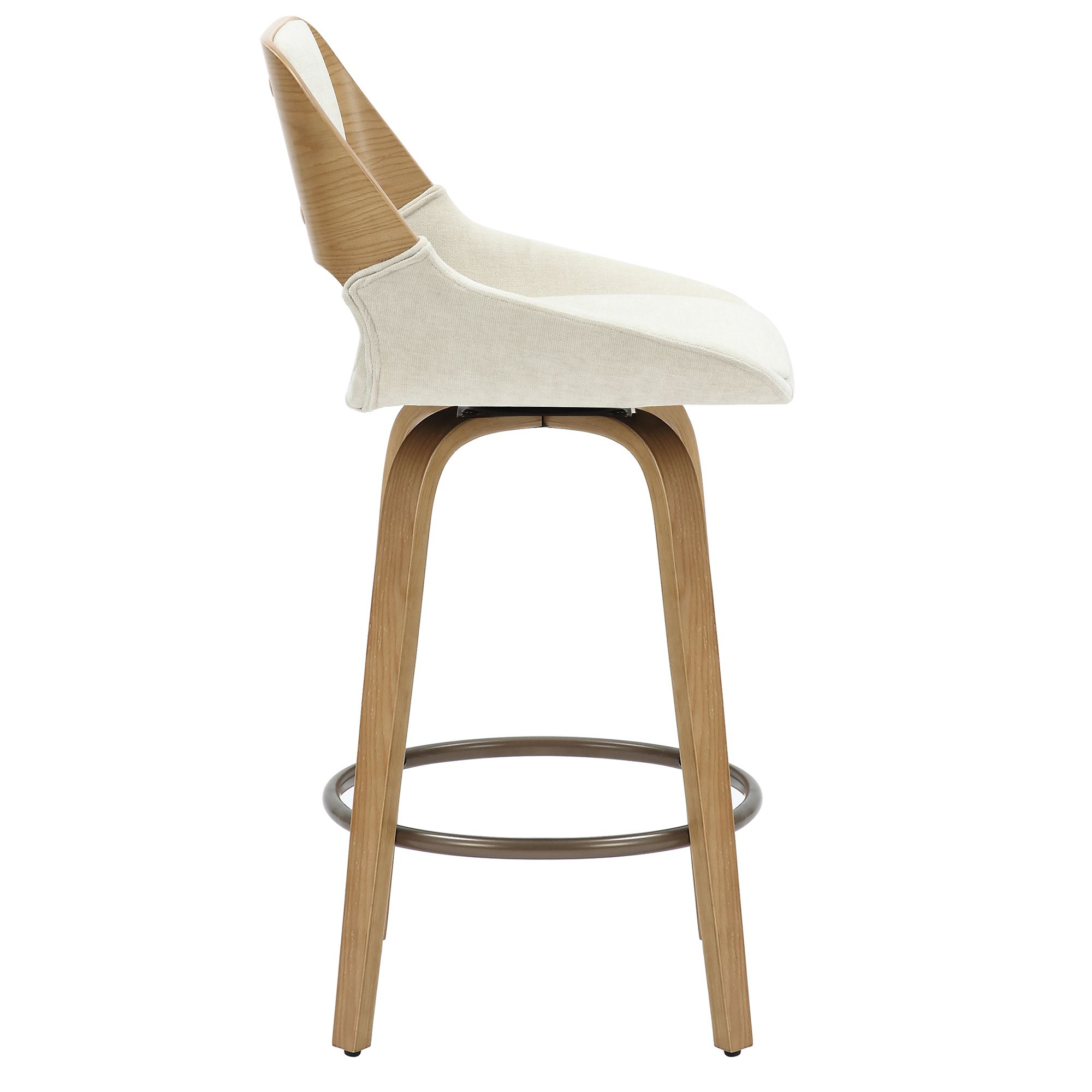 Hudson Counter Stool - Beige Fabric/Natural Finish