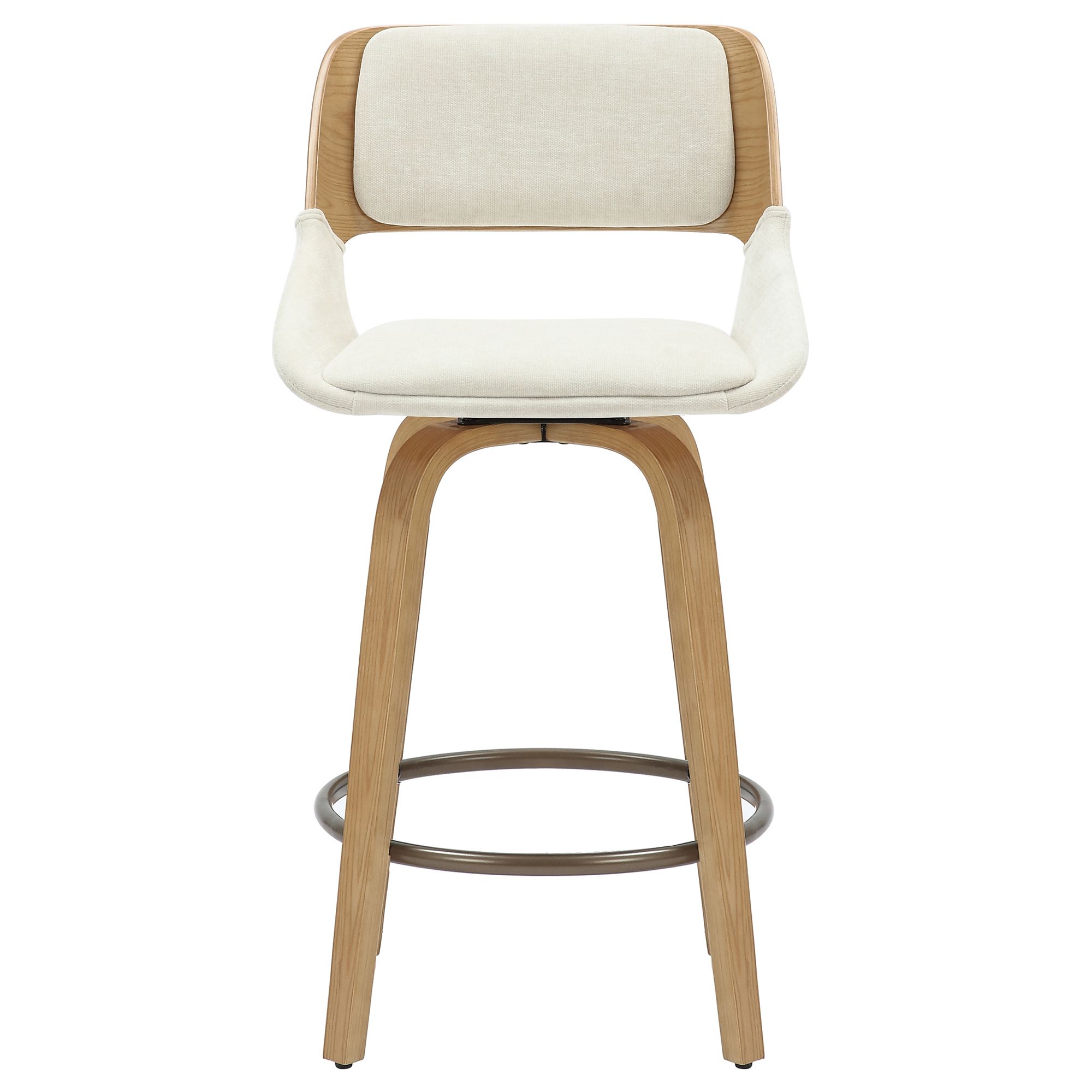 Hudson Counter Stool - Beige Fabric/Natural Finish